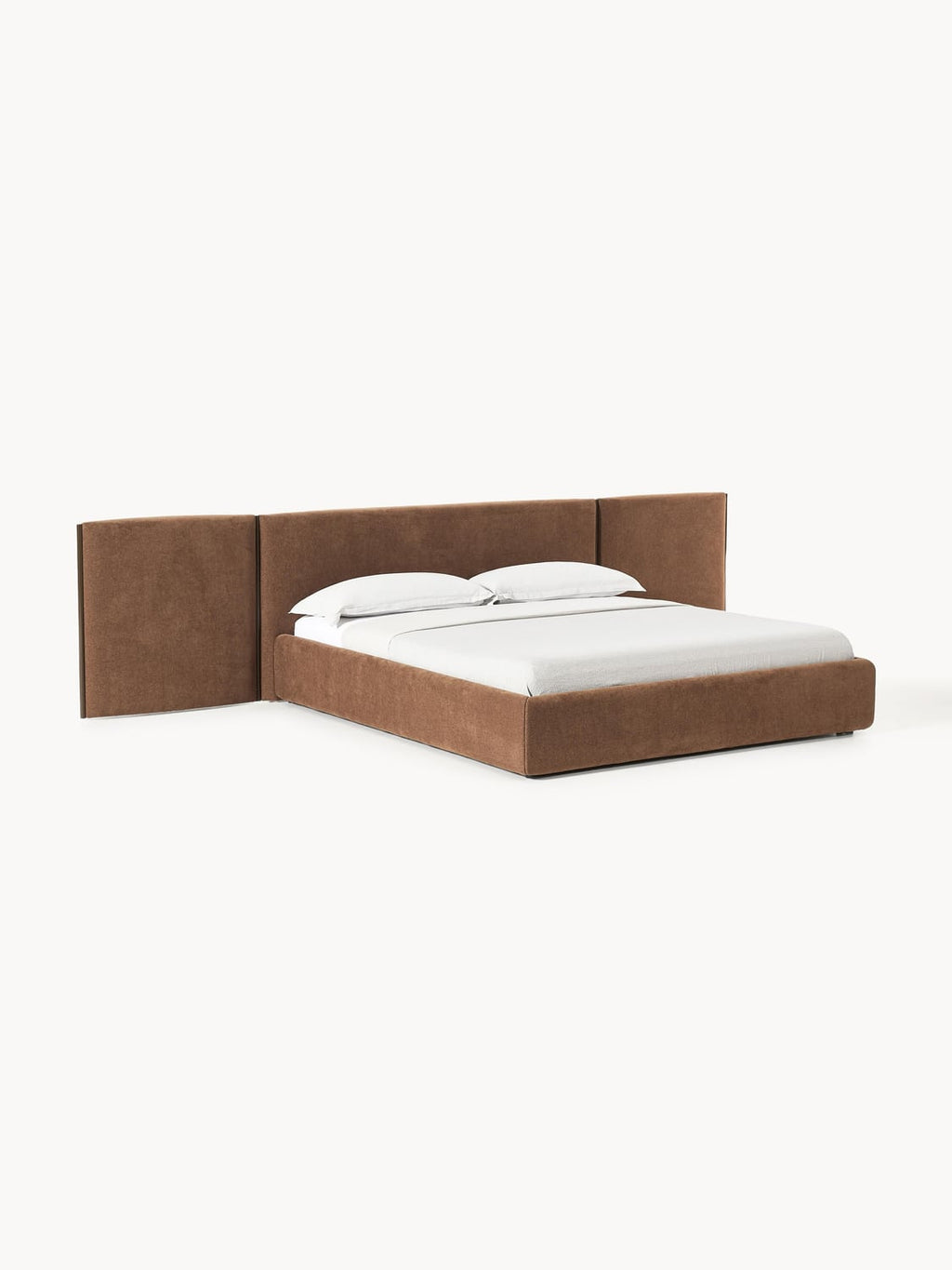 Otis Upholstered Bed with Folding Headboard — Taupe