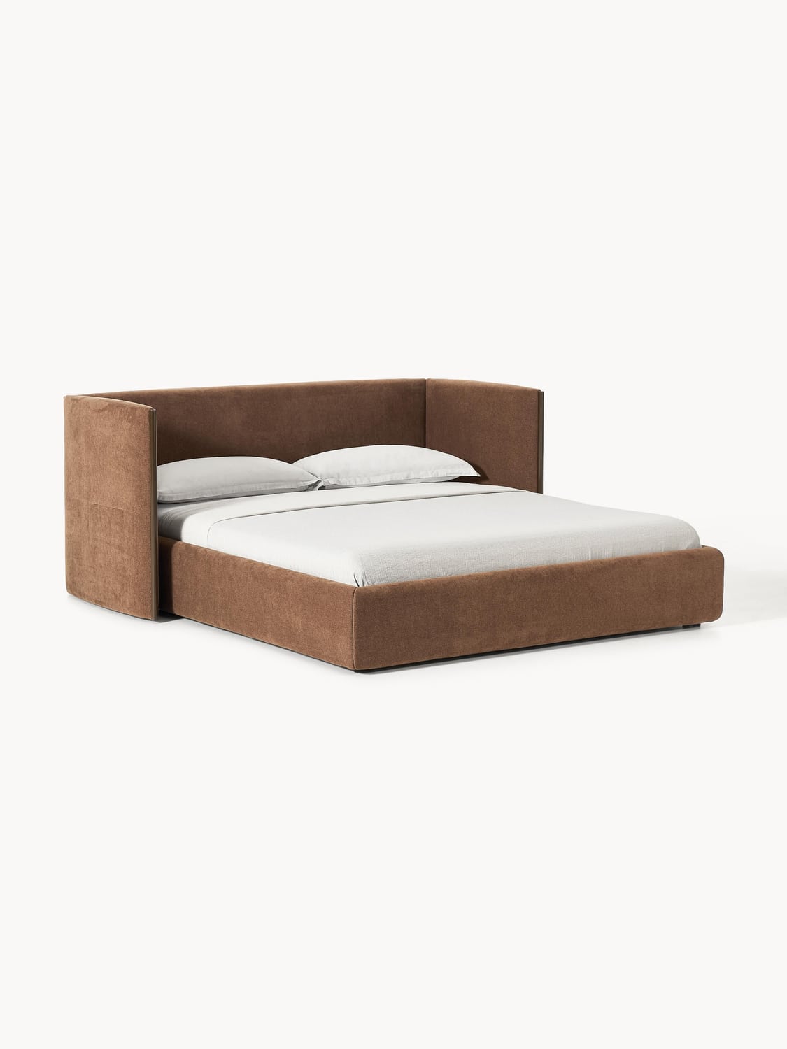 Otis Upholstered Bed with Folding Headboard — Taupe