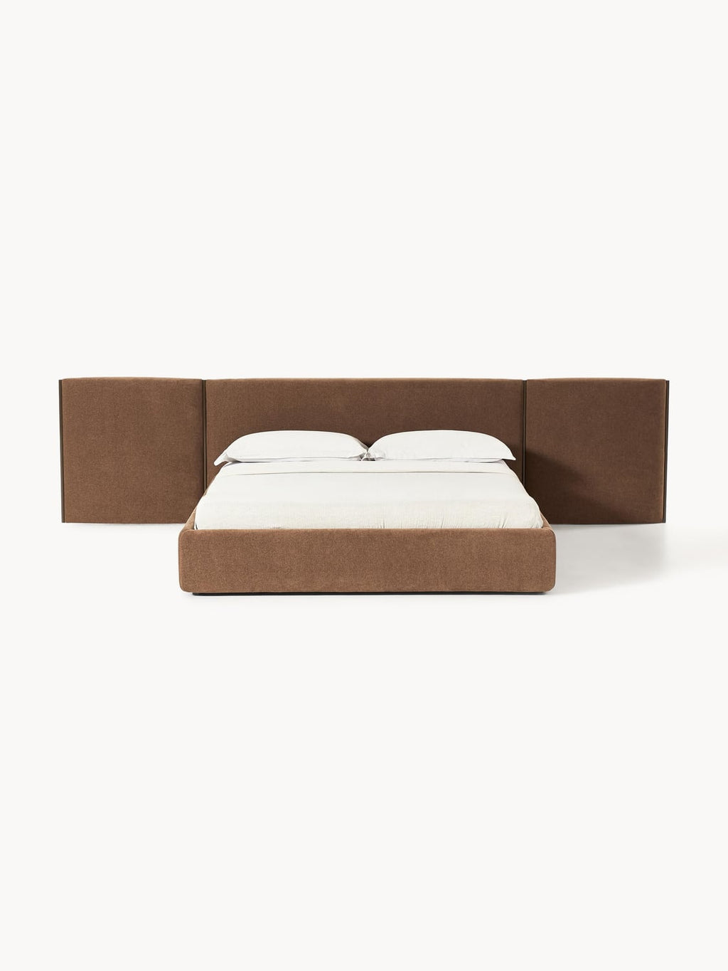 Otis Upholstered Bed with Folding Headboard — Taupe
