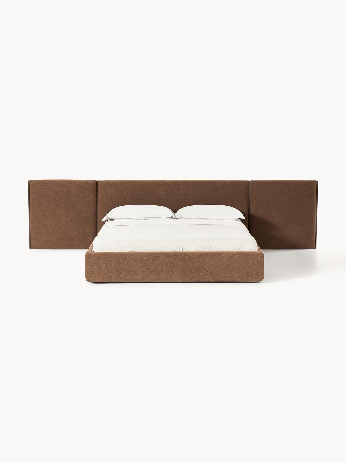 Otis Upholstered Bed with Folding Headboard — Taupe