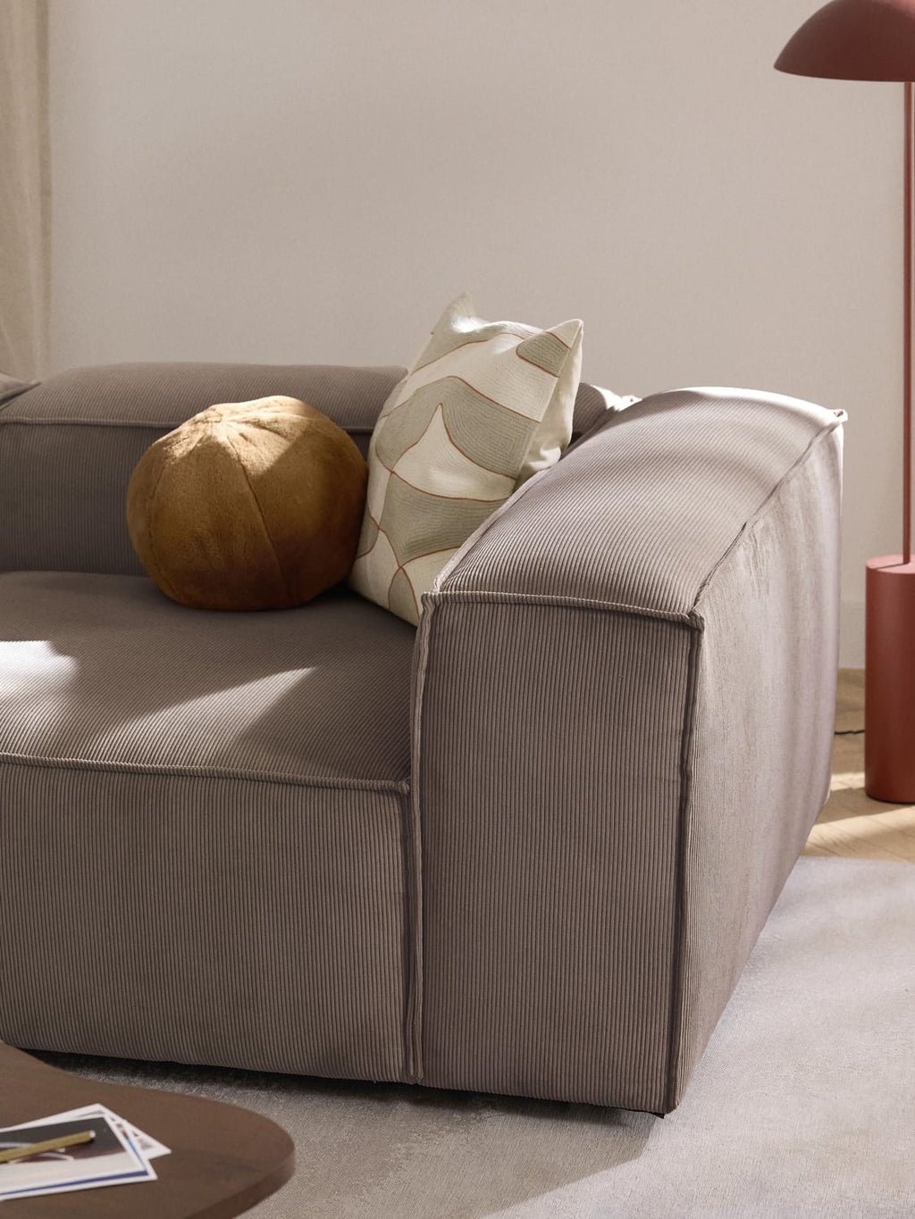 Lennon Corner Module in Corduroy — Mushroom