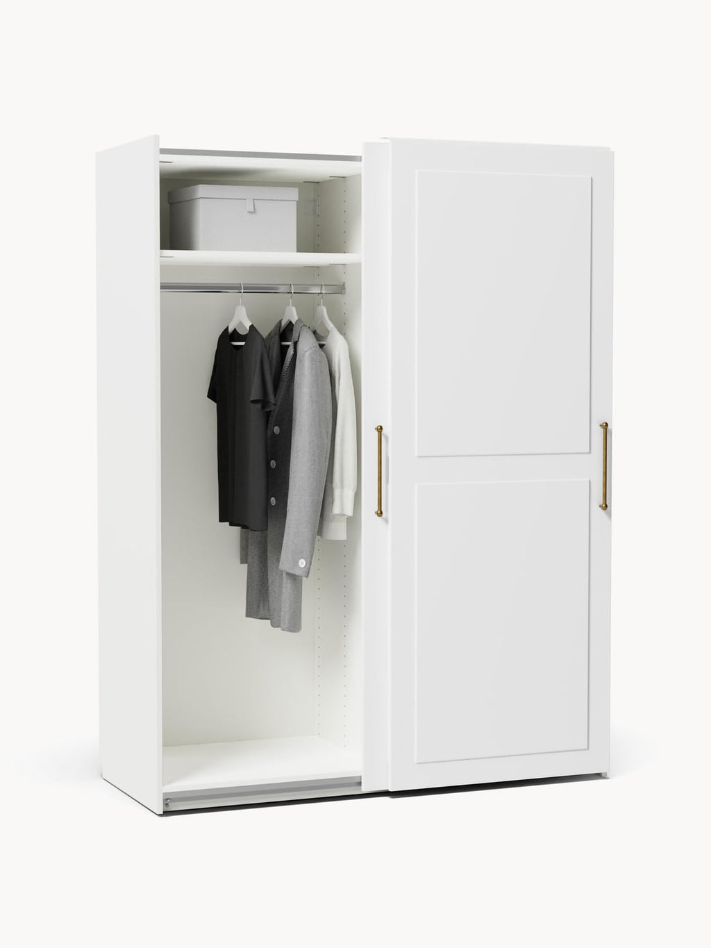 Charlotte Modular Sliding-Door Wardrobe, 150 cm Width, in various sizes — Off-White