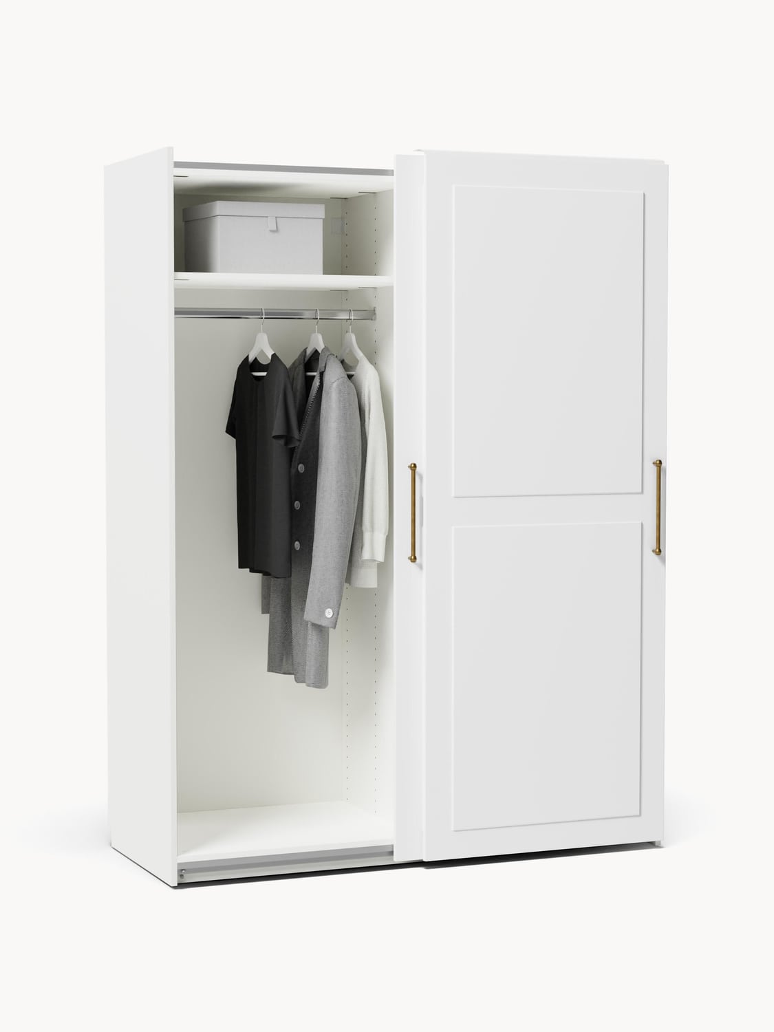 Charlotte Modular Sliding-Door Wardrobe, 150 cm Width, in various sizes — Off-White