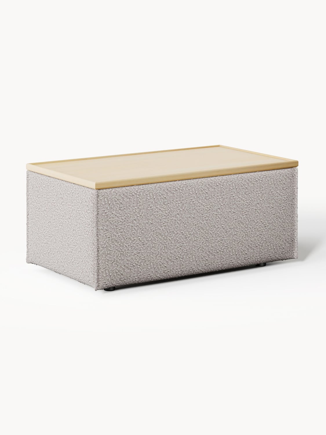 Lennon Sofa Ottoman in Bouclé with Storage — Linen Beige