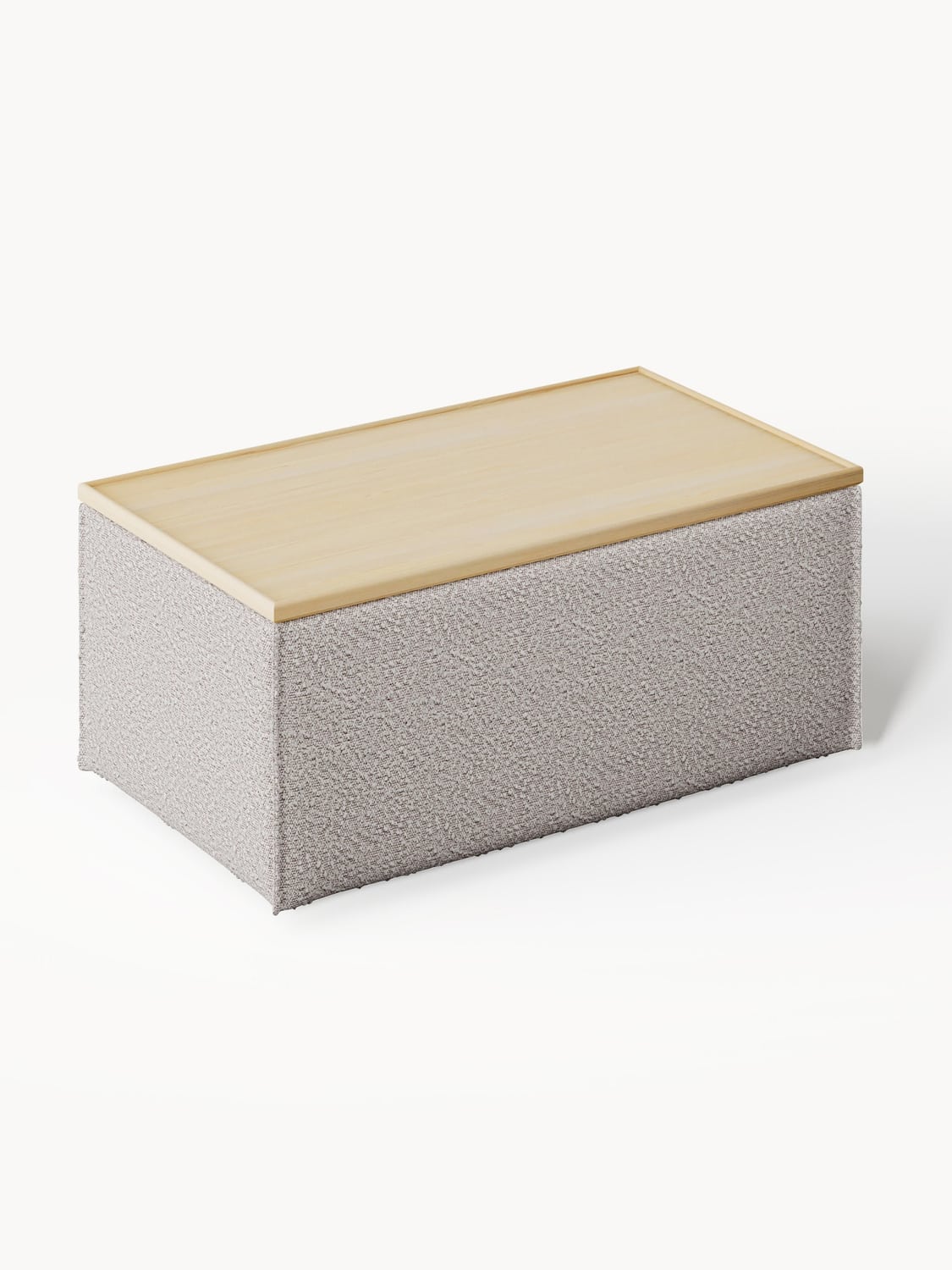 Lennon Sofa Ottoman in Bouclé with Storage — Linen Beige