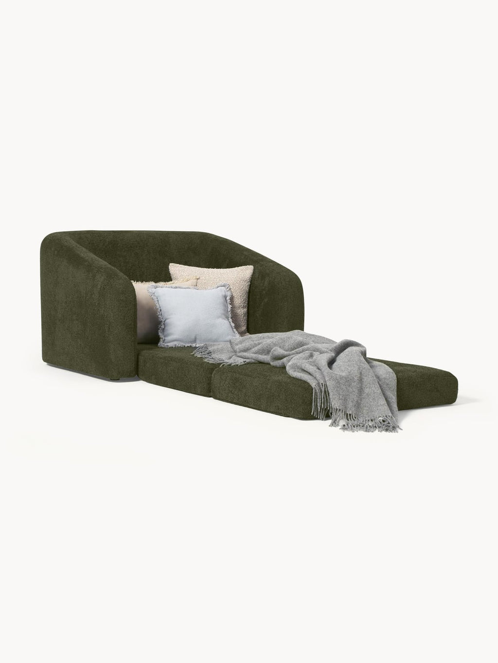 Eliot Sleeper Chair in Teddy Bouclé — Dark Green