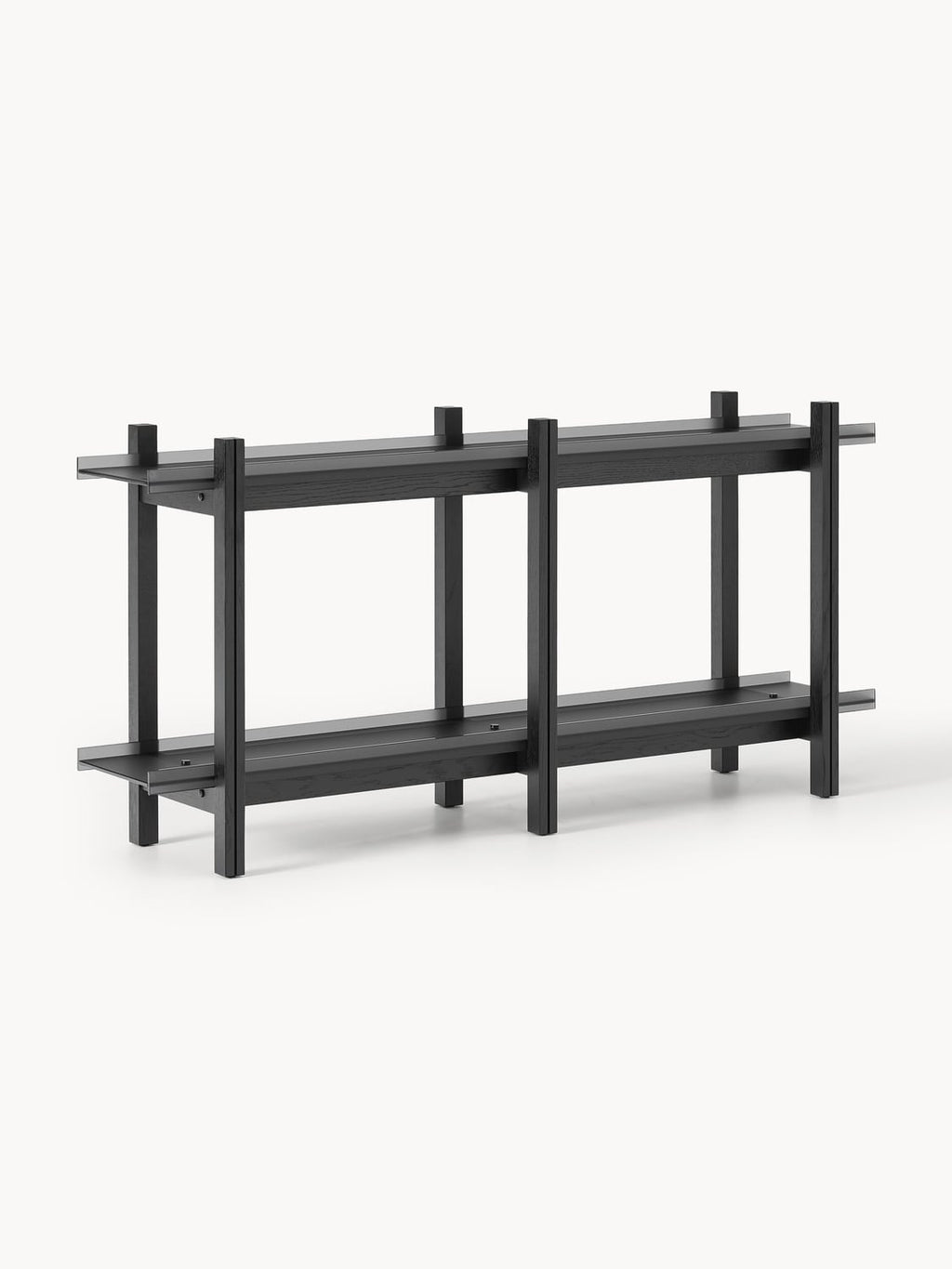 Alex Wooden Shelving Unit, Oak & Glass — Mushroom