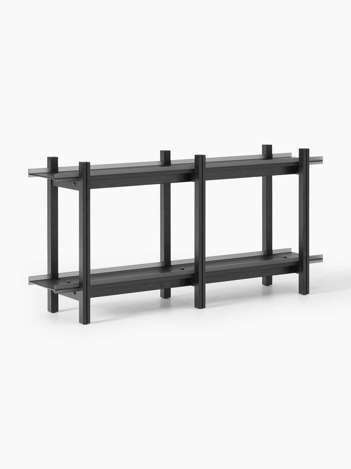 Alex Wooden Shelving Unit, Oak & Glass — Mushroom