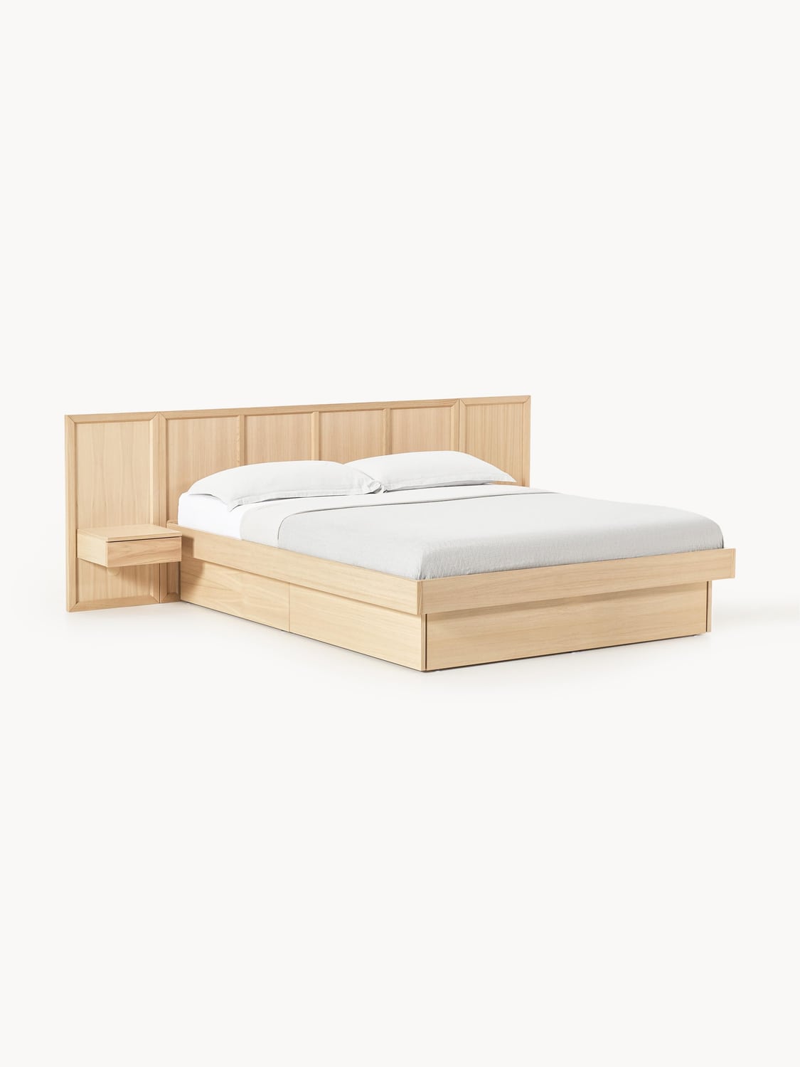 Nanto Wooden Bed with Bedside Tables and Headboard — Blush
