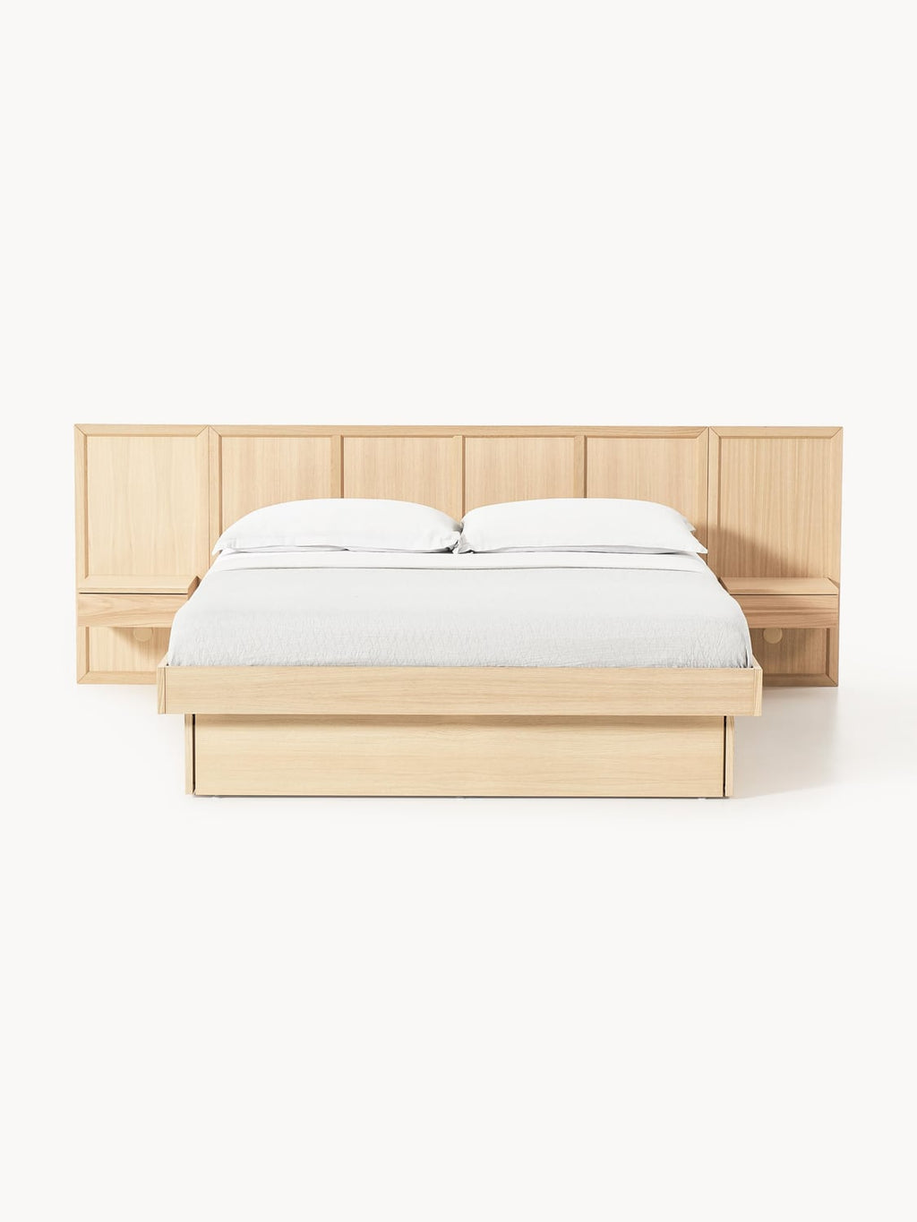 Nanto Wooden Bed with Bedside Tables and Headboard — Blush