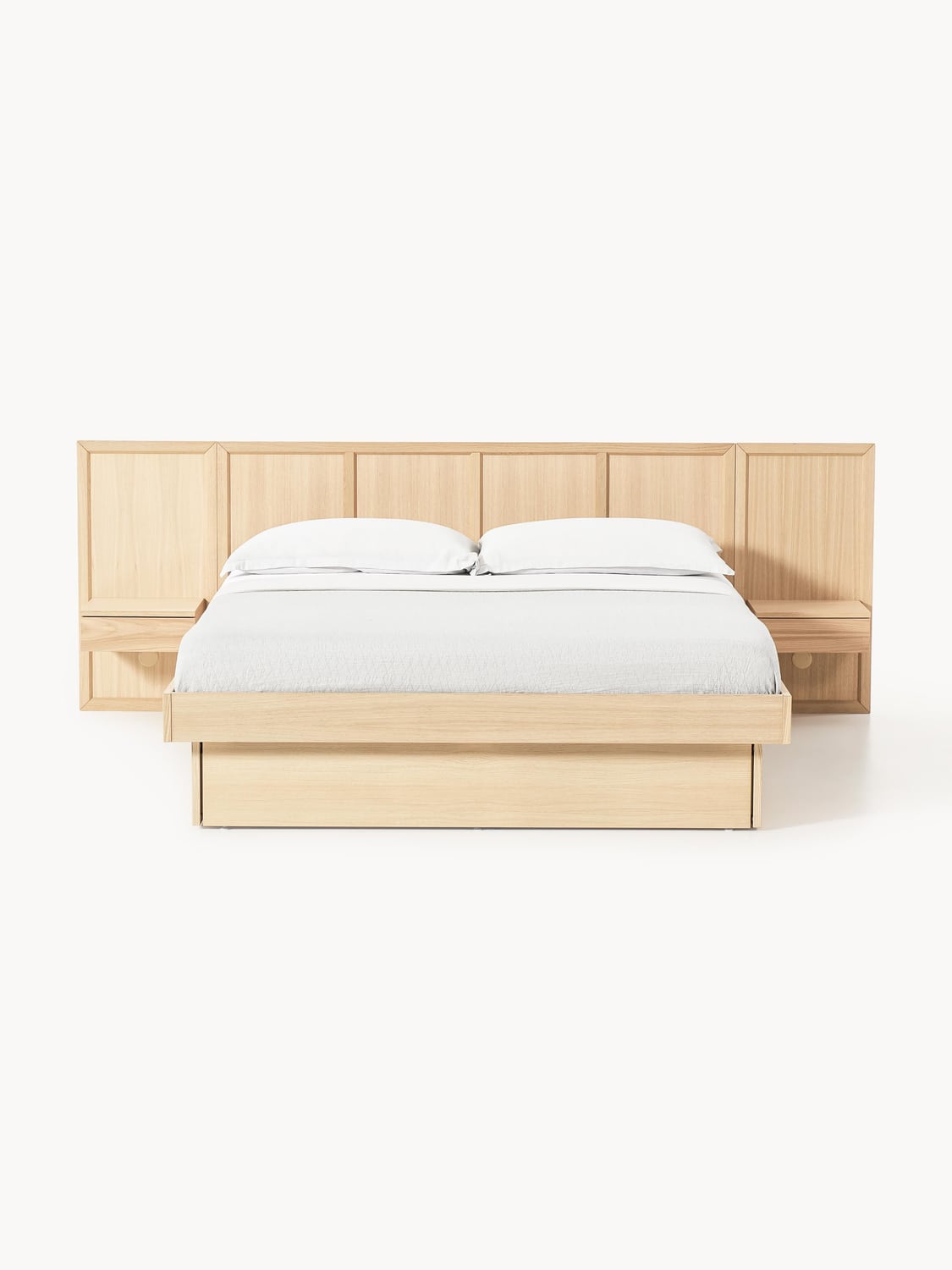 Nanto Wooden Bed with Bedside Tables and Headboard — Blush