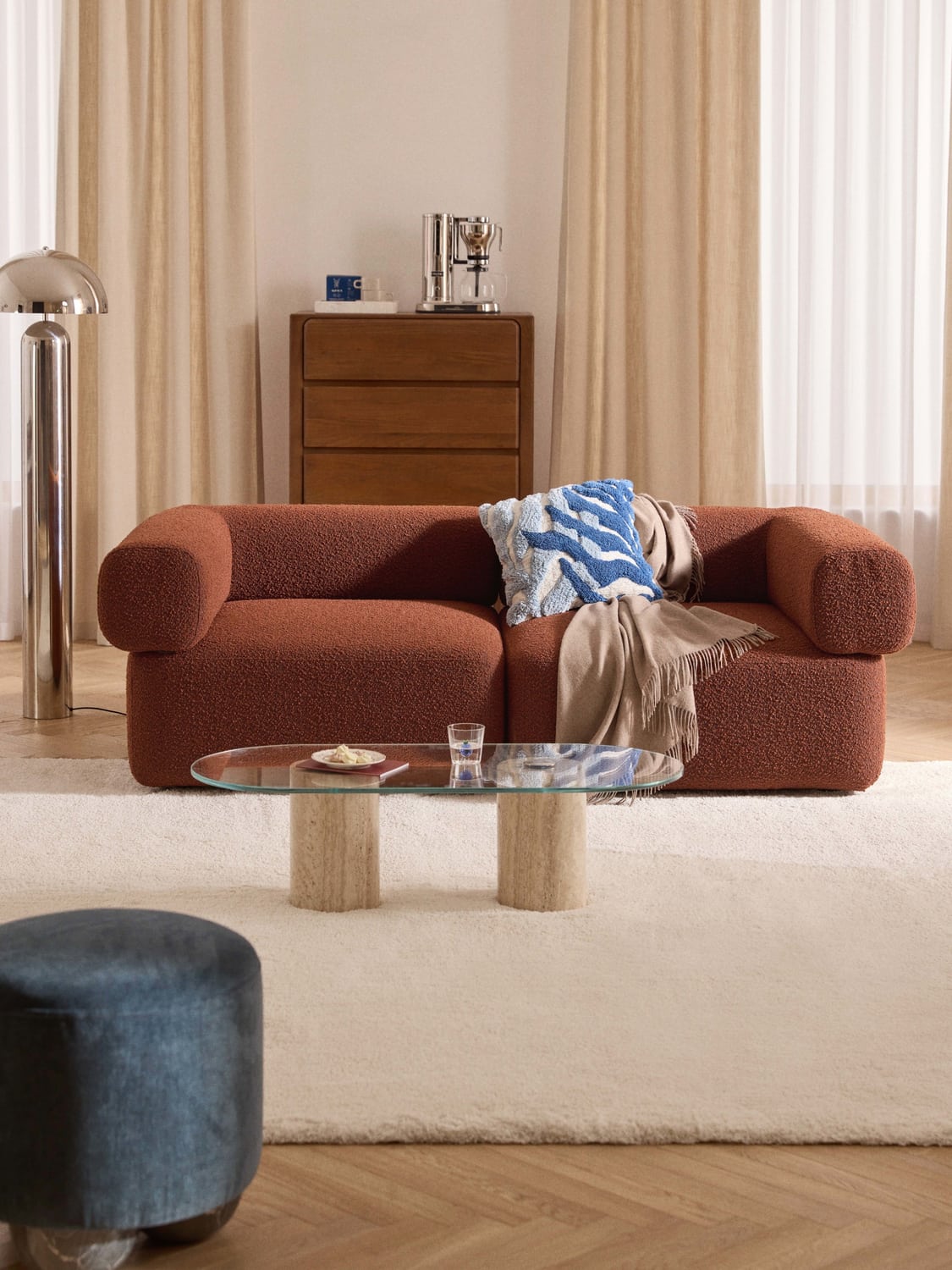 Anton Modular Bouclé Sofa (3-seater) — Brown