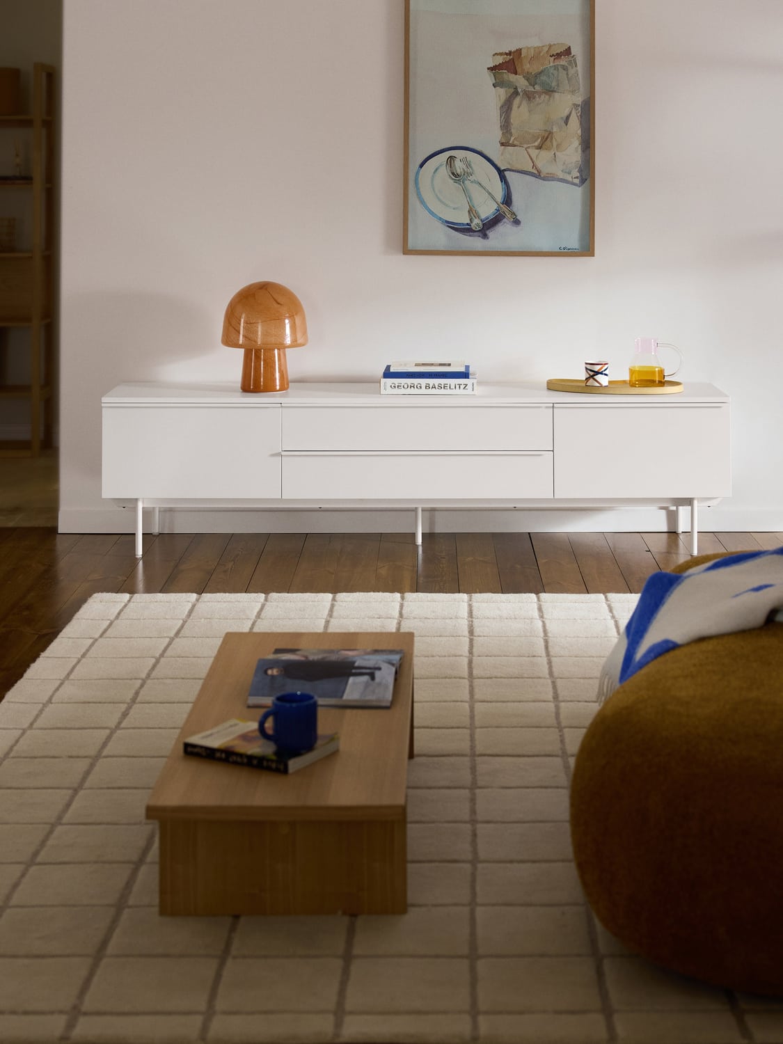Elona Large Wood-Lowboard — Off-White
