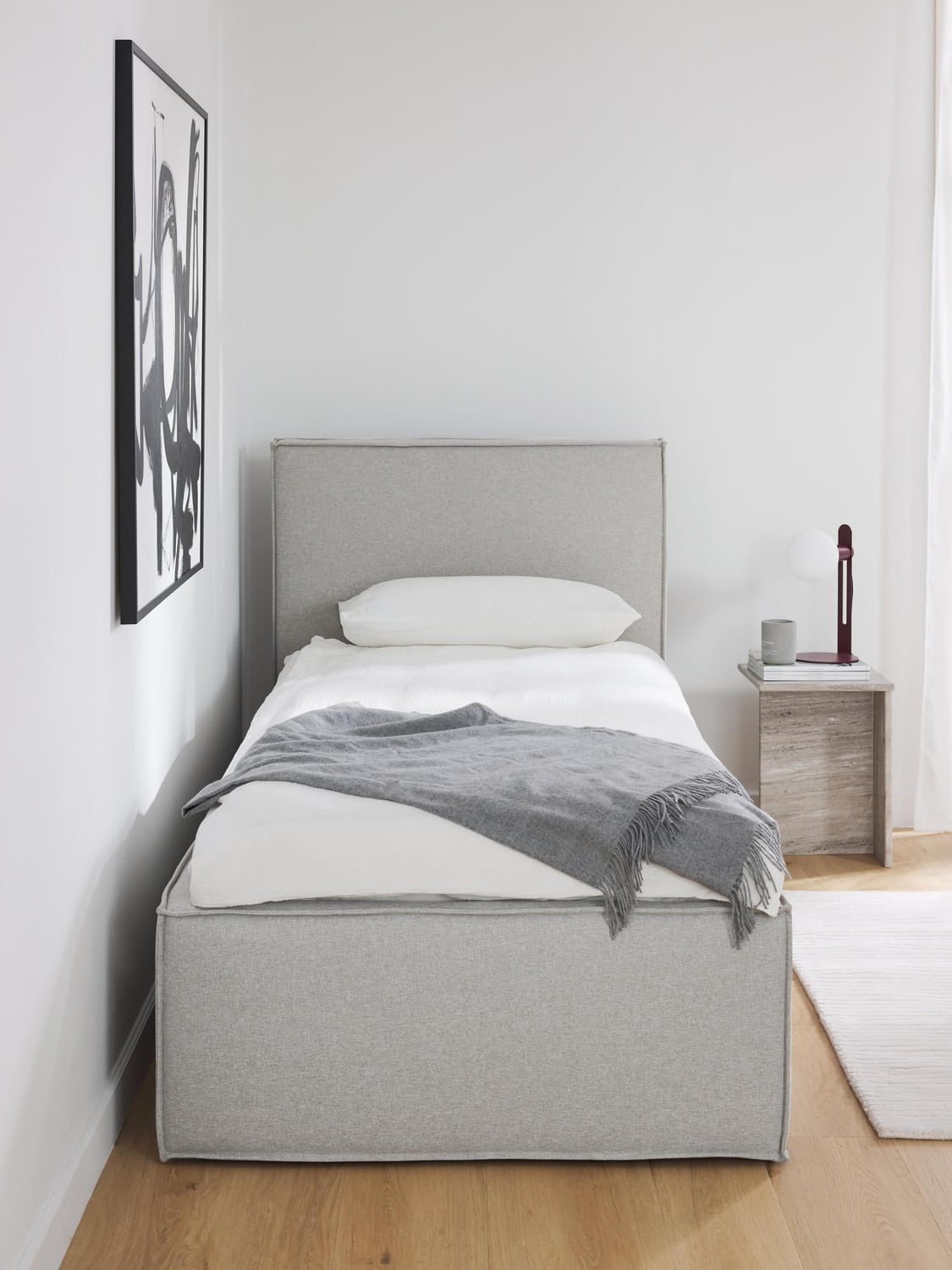 Dream Single Bed with Storage — Light Grey