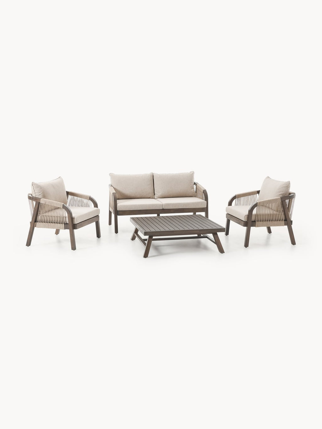 Lu Garden Lounge Set in Acacia, set of 4 — Sand Beige