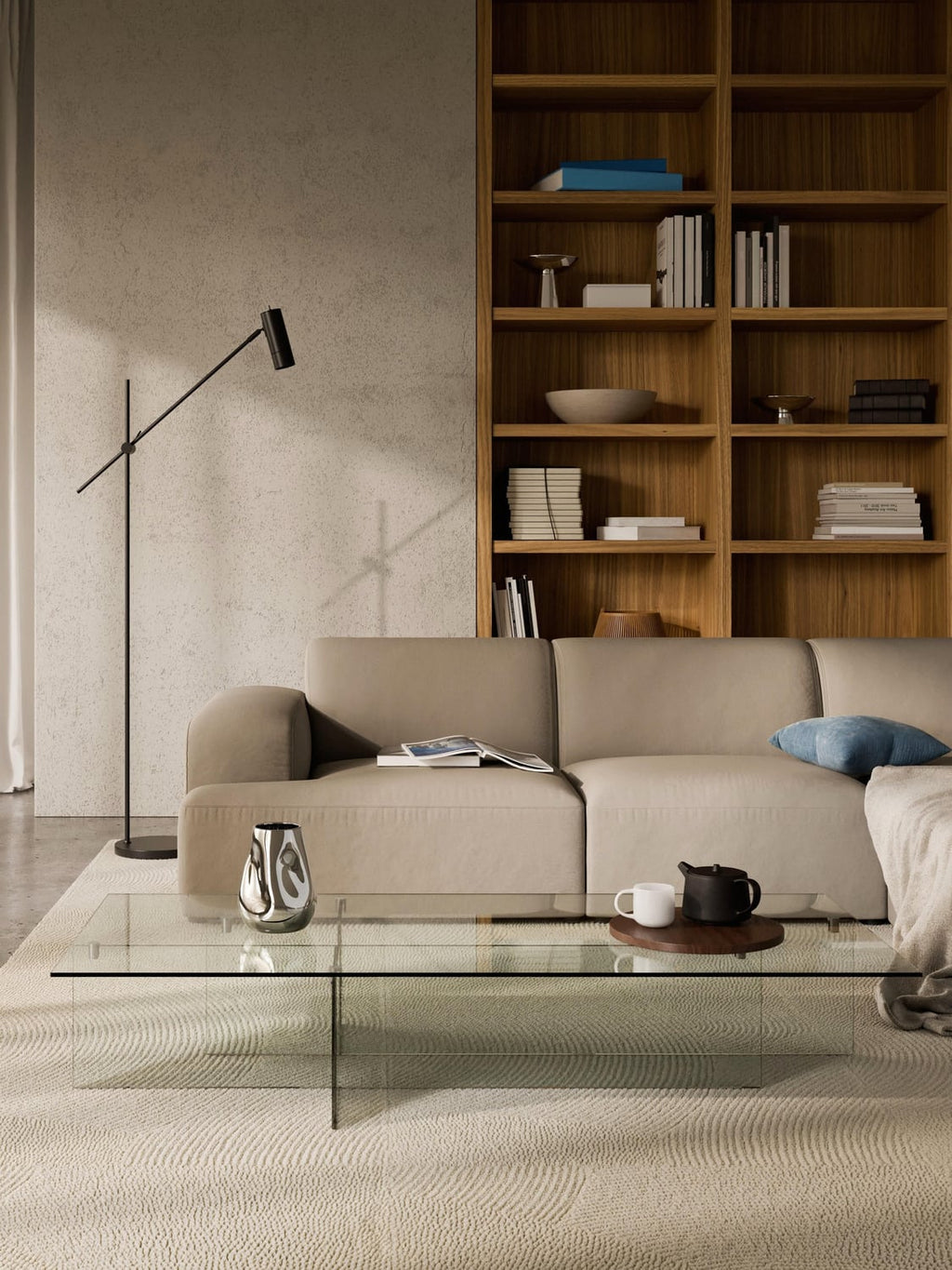 Anouk Large Glass-Coffee Table, B 160 cm — Off-White