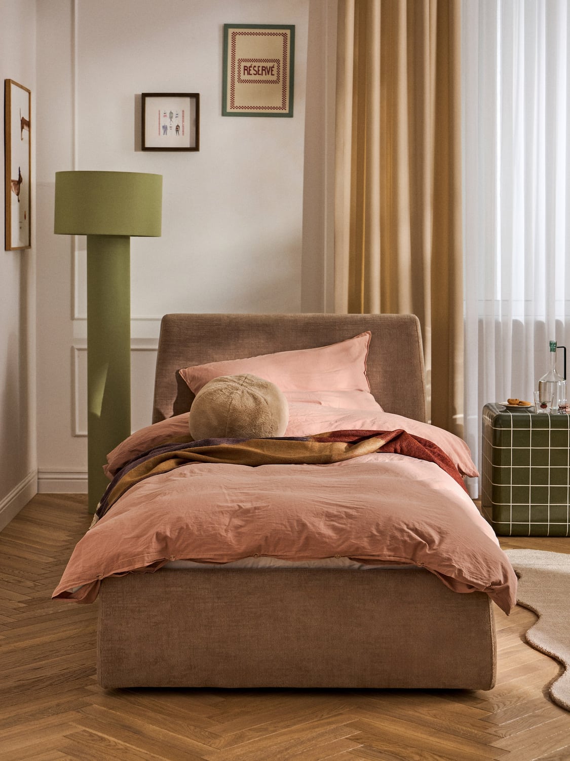 Cloud Upholstered Single Bed — Sage