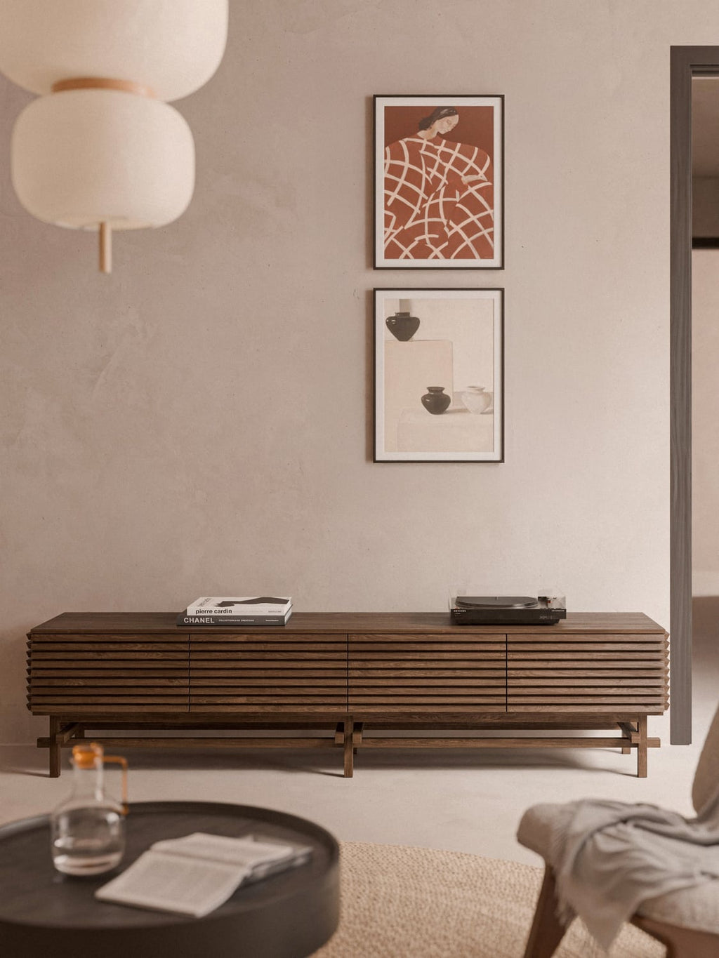 Pierce Large Lowboard in Oak — Dark Grey