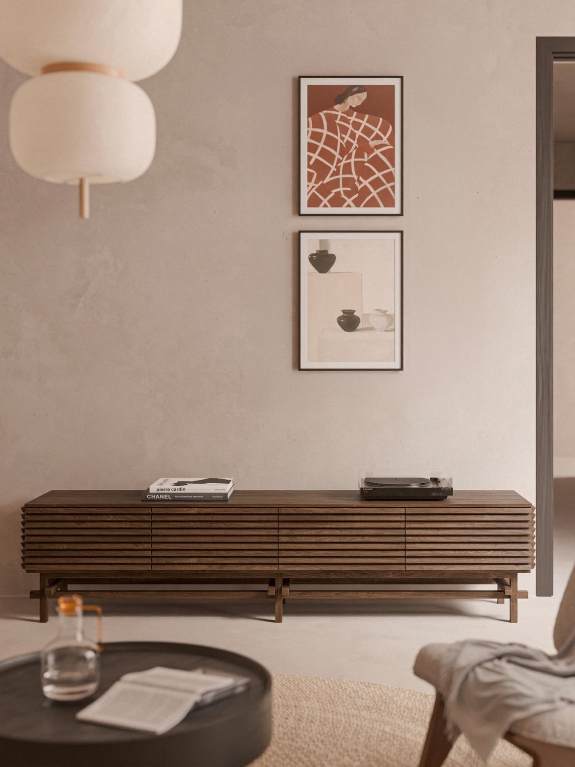 Pierce Large Lowboard in Oak — Dark Grey