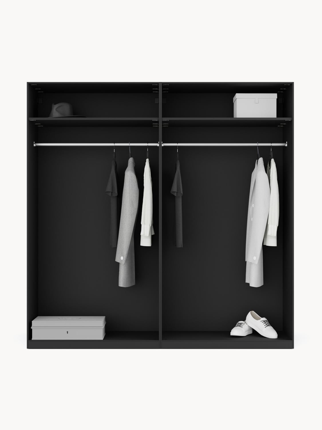Leon Modular Hinged-Door Wardrobe, 200 cm Width, in various sizes — Charcoal