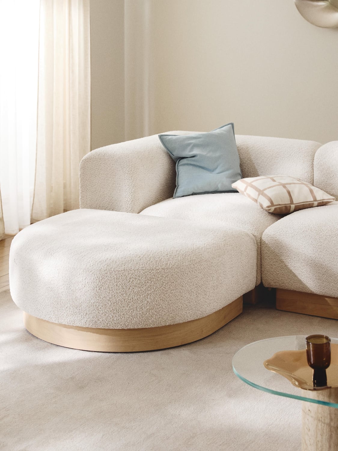 Natalie Sofa Ottoman in Teddy Bouclé — Off-White