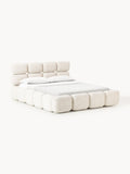 Tayla Upholstered Bed in Bouclé with Storage — Ivory