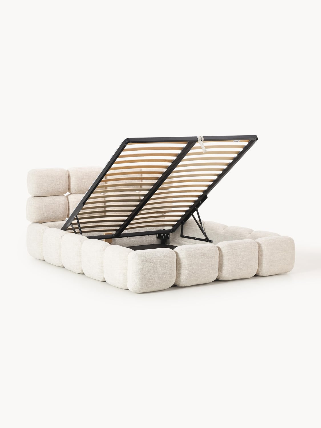 Tayla Upholstered Bed in Bouclé with Storage — Ivory