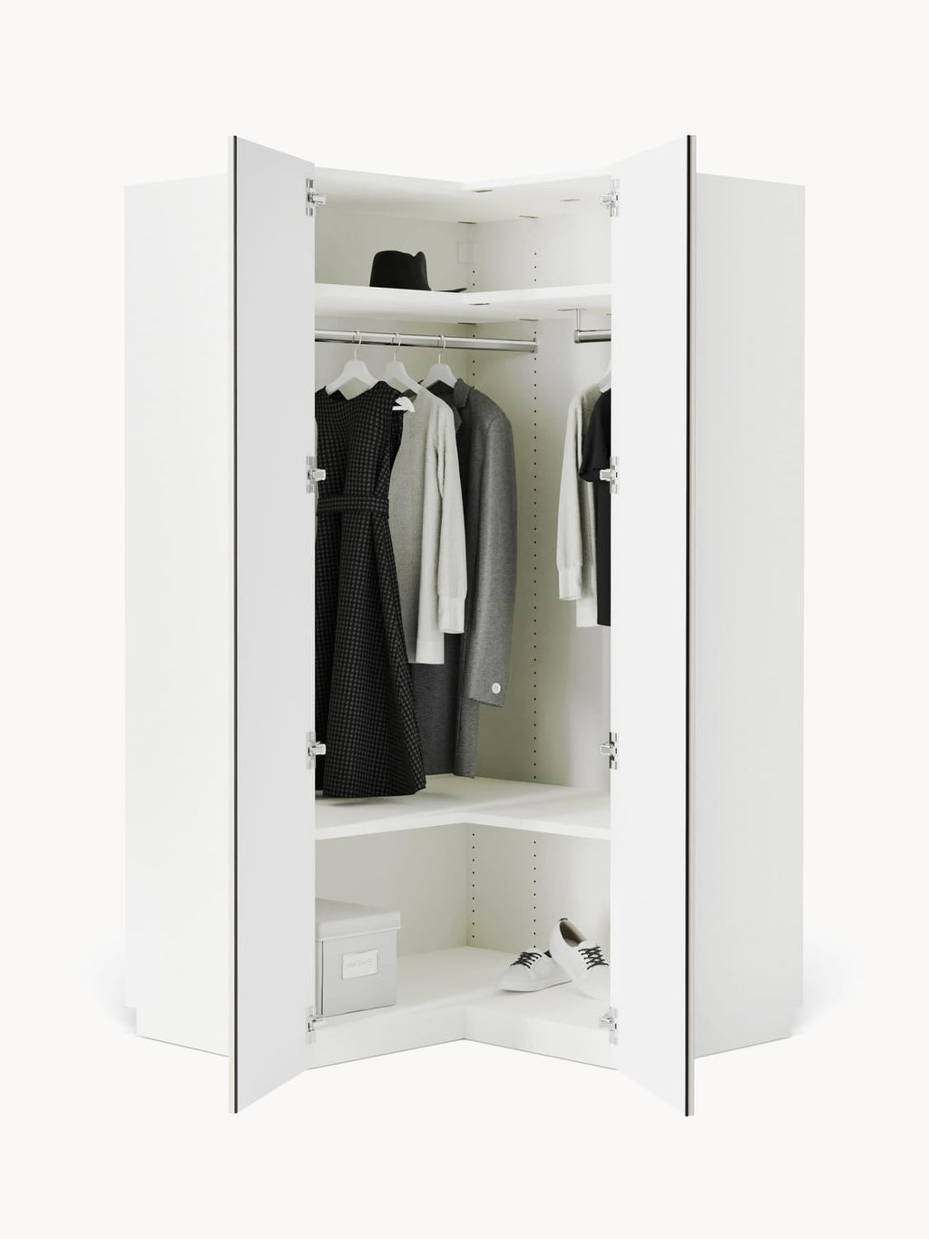 Charlotte Modular Corner Wardrobe, 115 cm Width — Light Grey