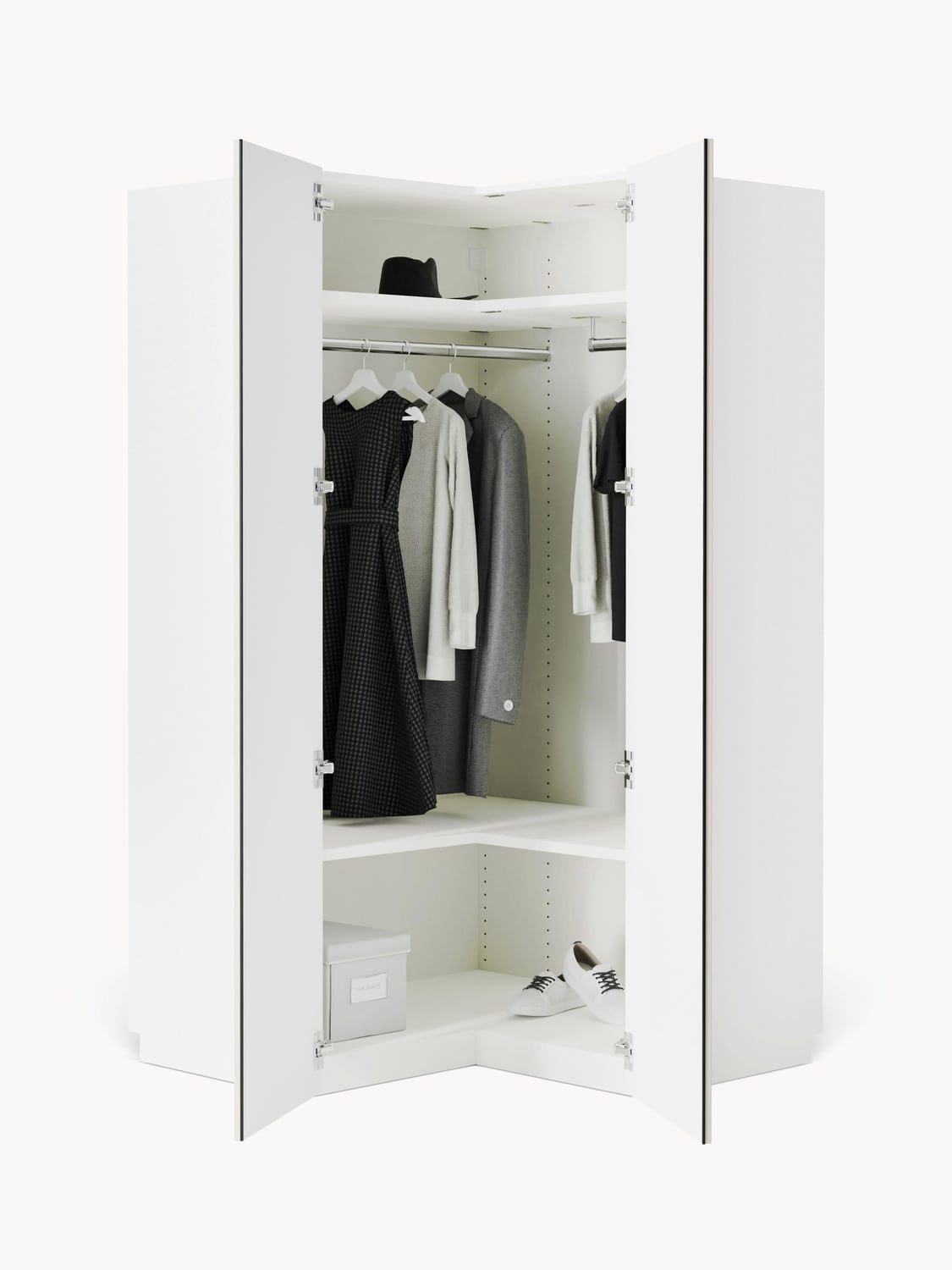 Charlotte Modular Corner Wardrobe, 115 cm Width — Light Grey
