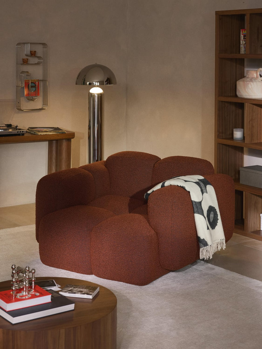 Tayla Lounge Chair in Bouclé — Brown