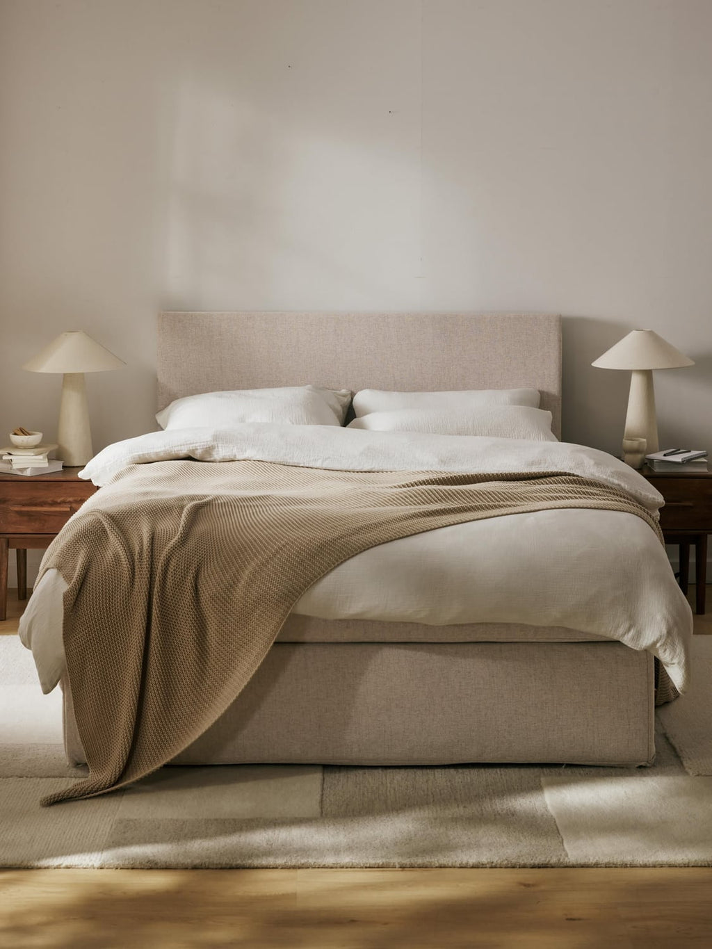 Eliza Box-Spring Bed — Oatmeal