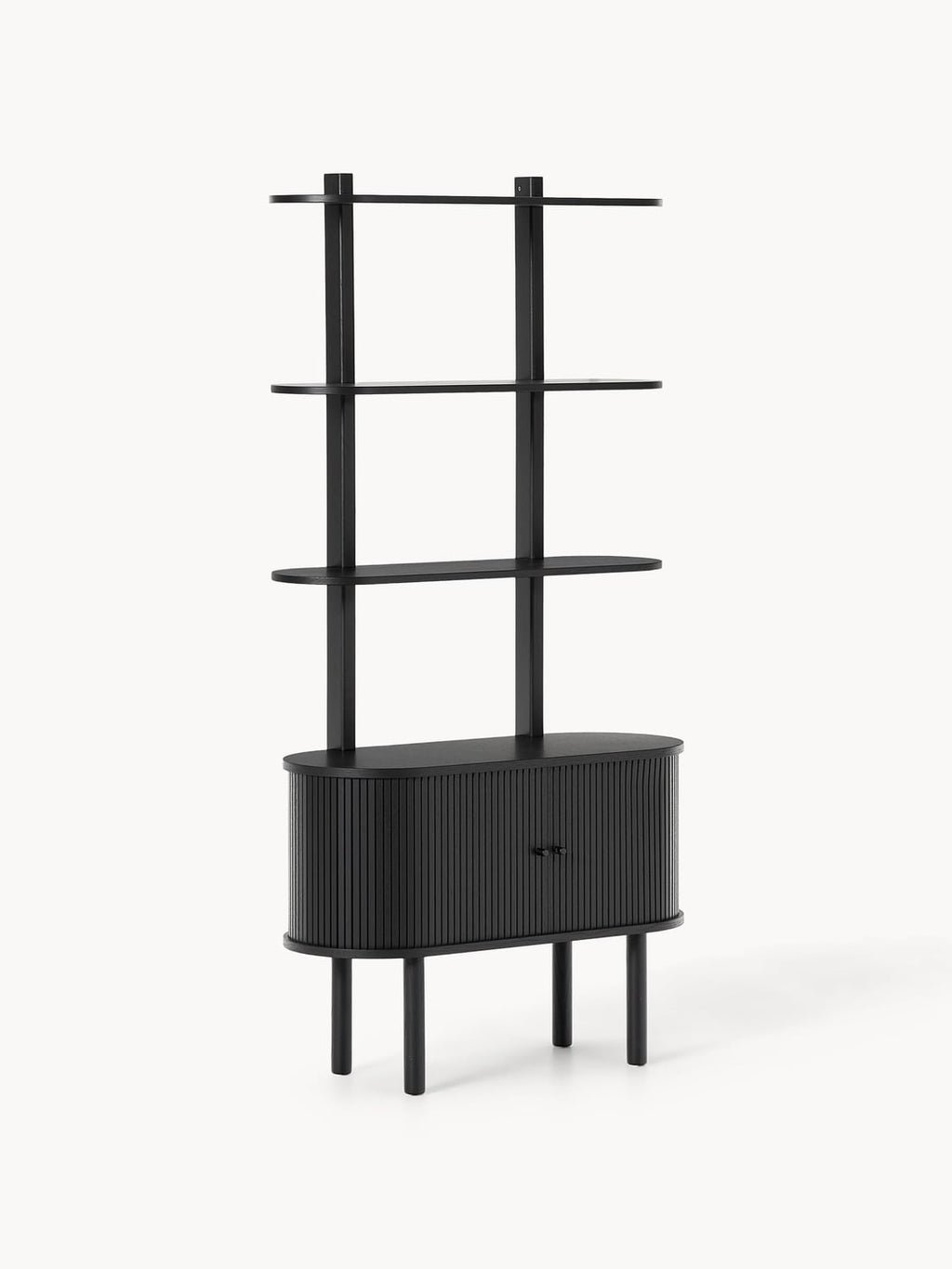 Calary Narrow Shelving Unit with Fluted Front — Slate Grey