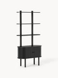 Calary Narrow Shelving Unit with Fluted Front — Slate Grey