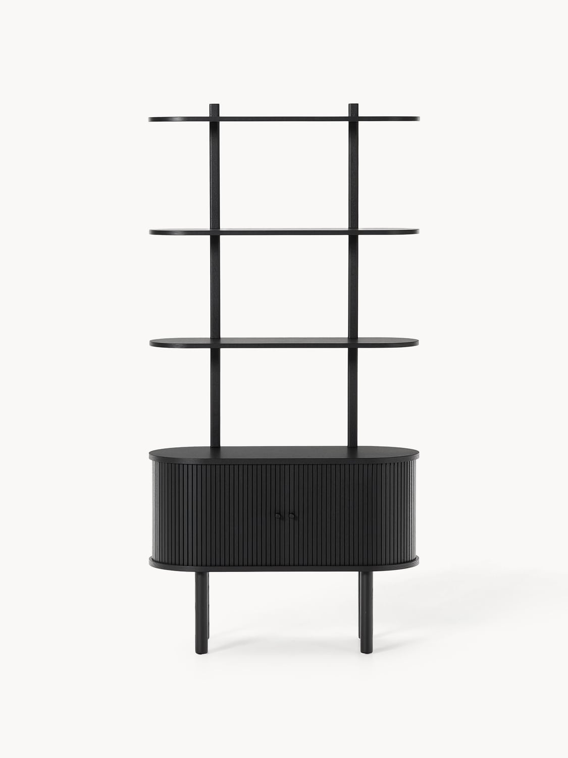 Calary Narrow Shelving Unit with Fluted Front — Slate Grey