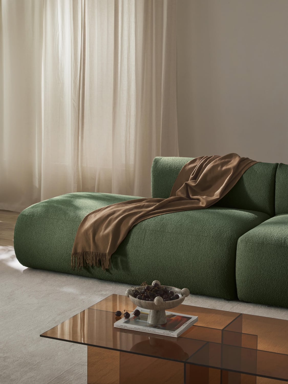 Sofia Bouclé-Chaise-Module — Anthracite