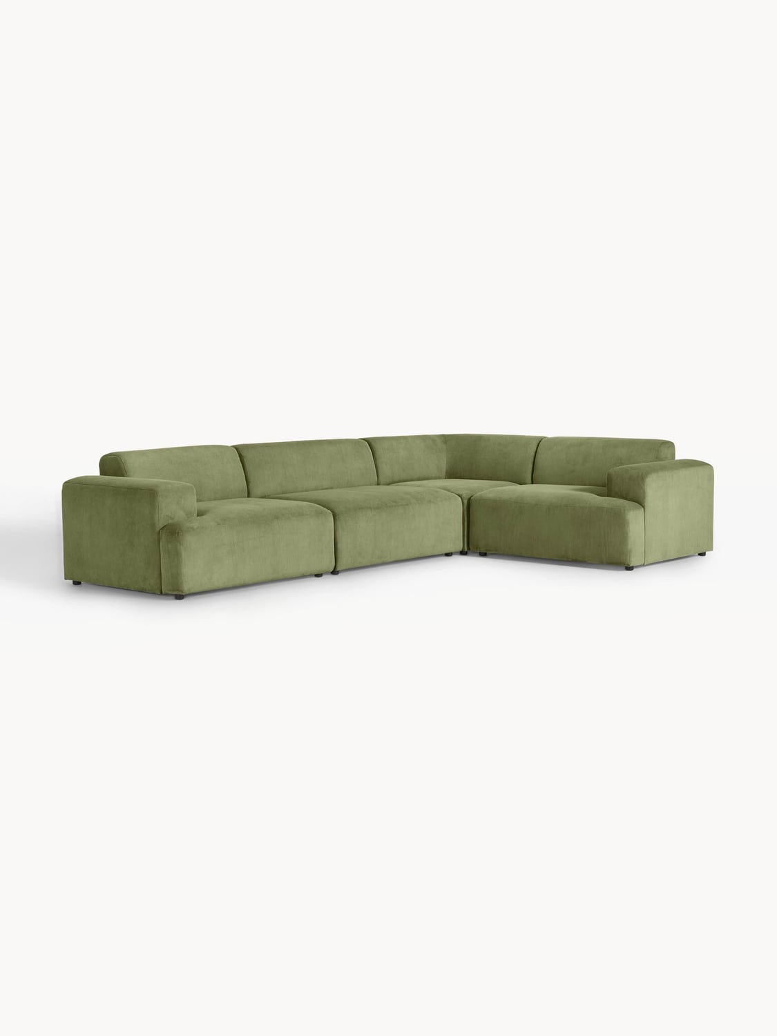 Melva Large Corduroy Corner Sofa (4-seater) — Taupe