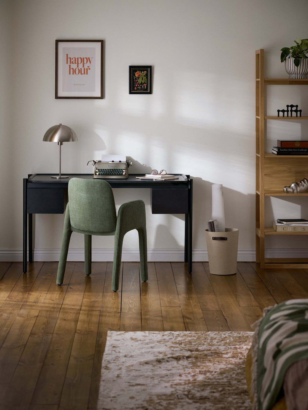 Libby Wood-Desk with Drawers — Slate Grey