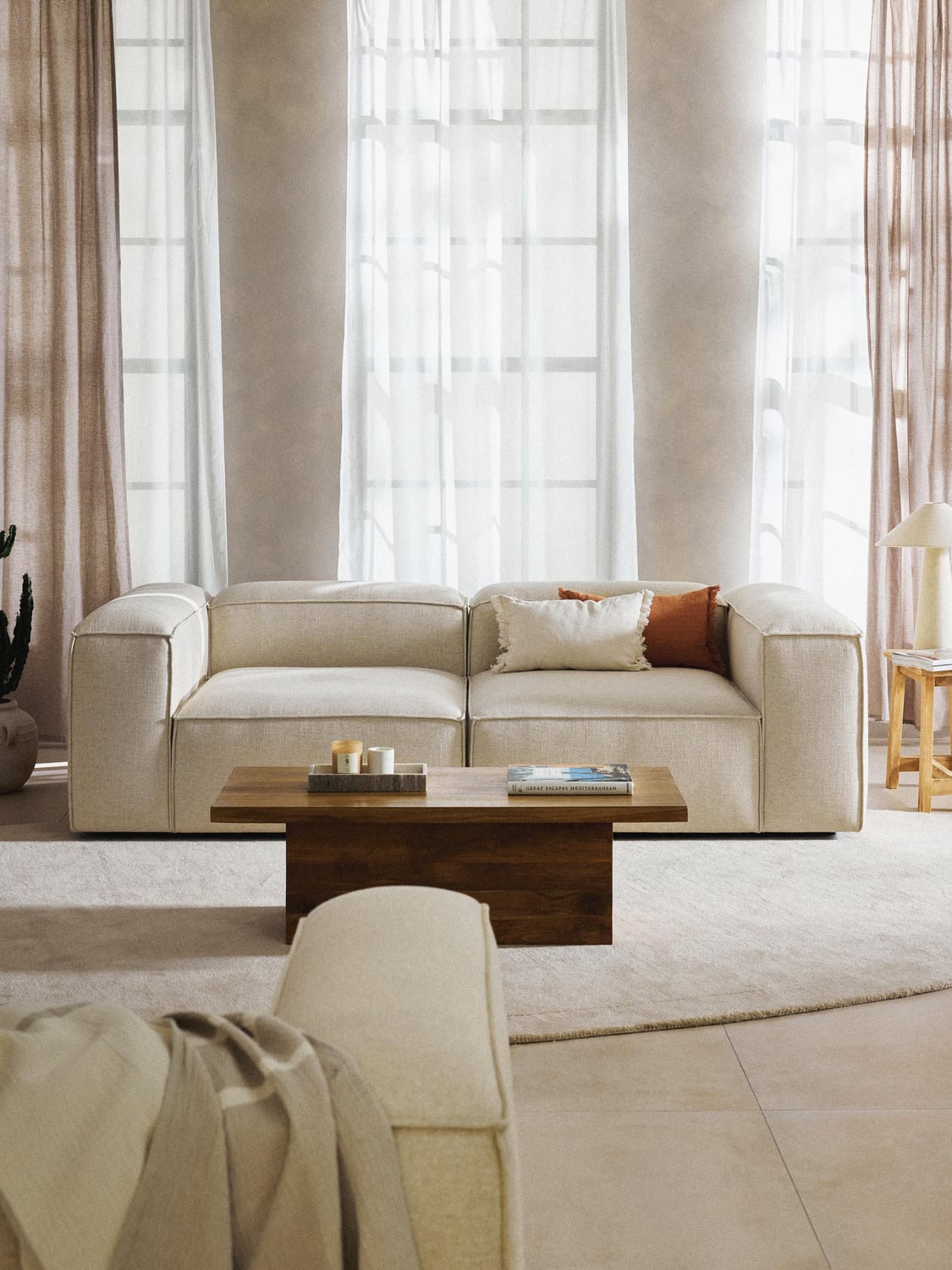 Lennon Modular Sofa (3-seater) in Linen Blend — Off-White