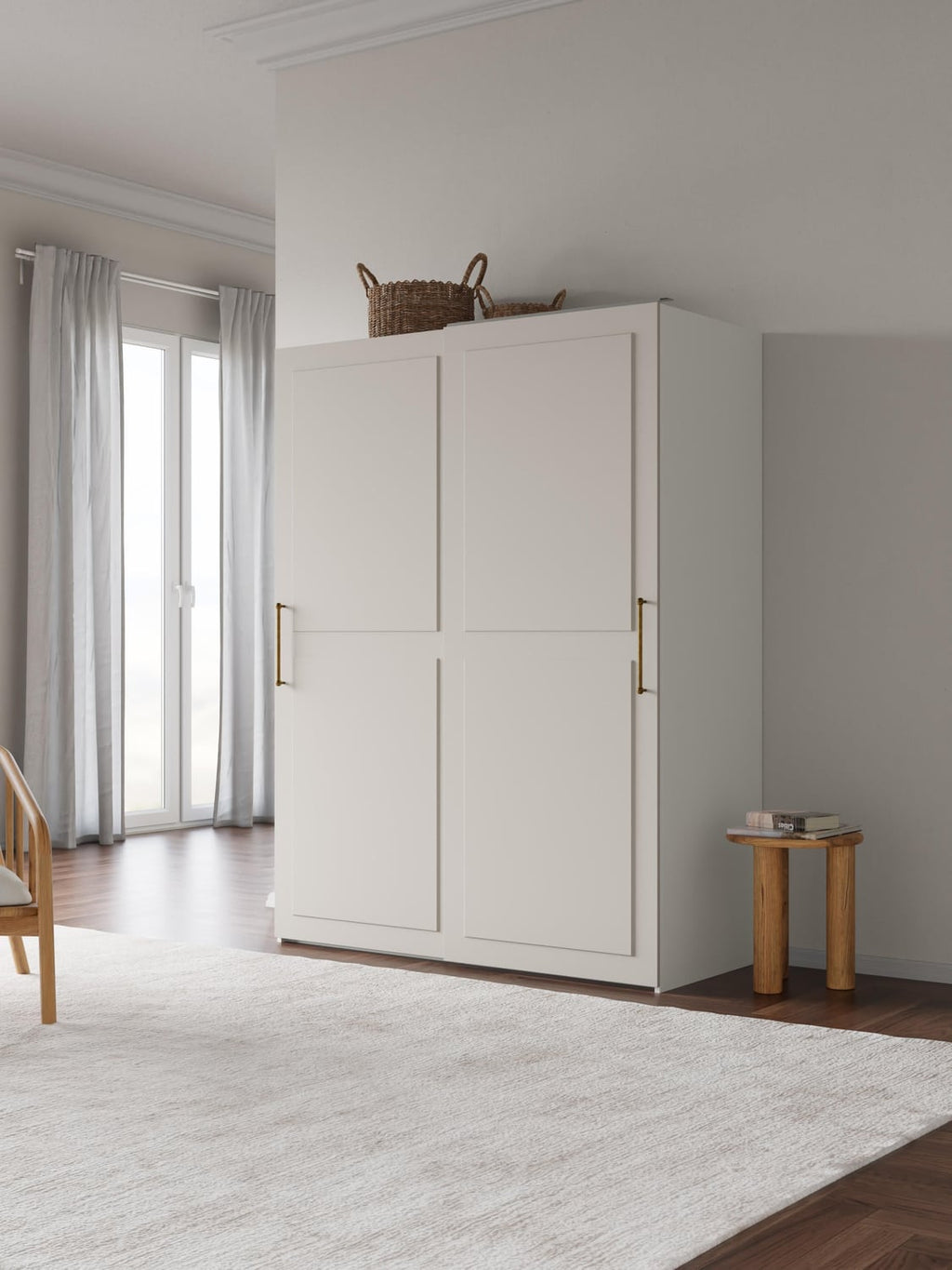 Charlotte Modular Sliding-Door Wardrobe, 150 cm Width, in various sizes — Light Grey