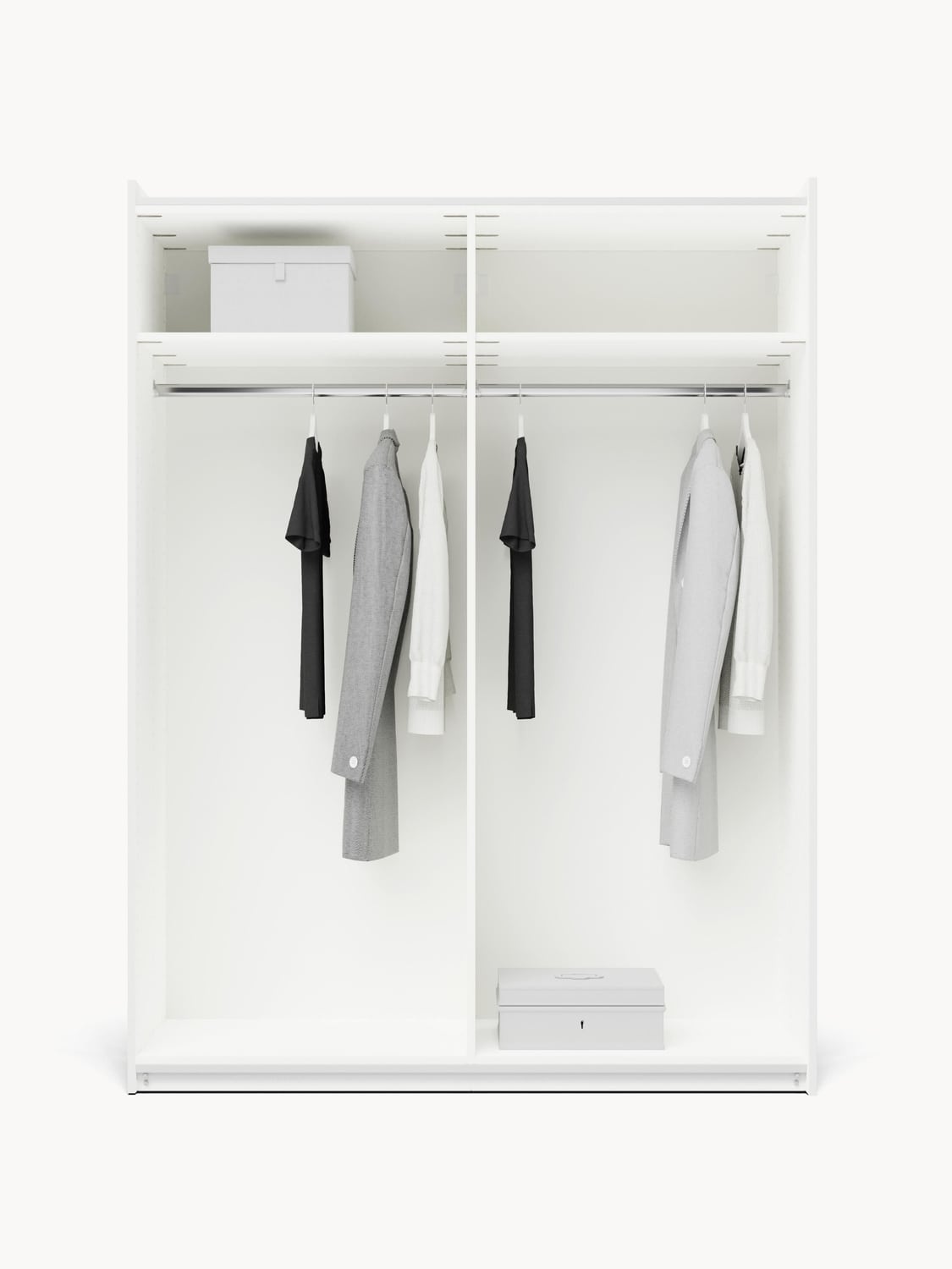 Charlotte Modular Sliding-Door Wardrobe, 150 cm Width, in various sizes — Light Grey