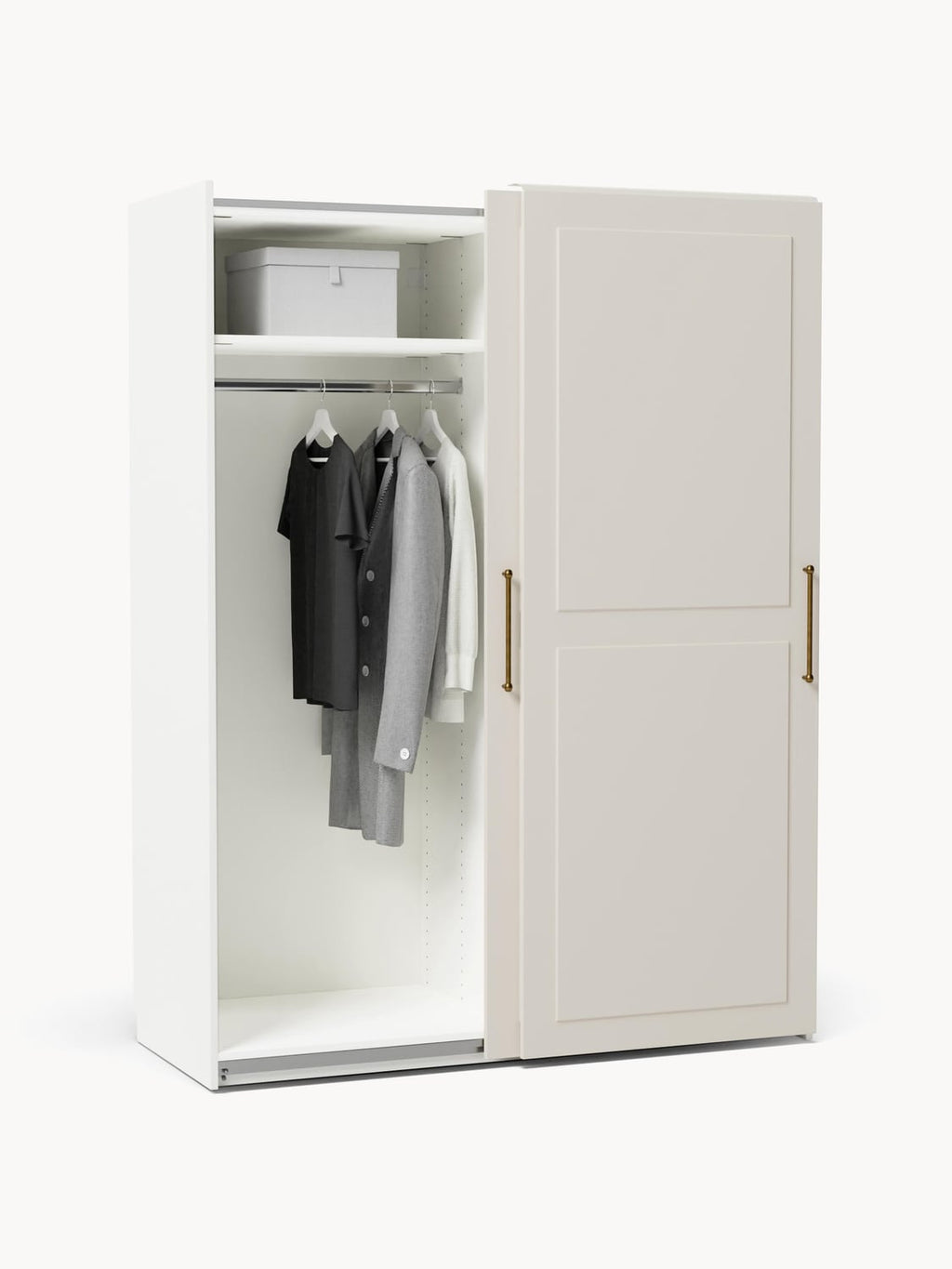 Charlotte Modular Sliding-Door Wardrobe, 150 cm Width, in various sizes — Light Grey