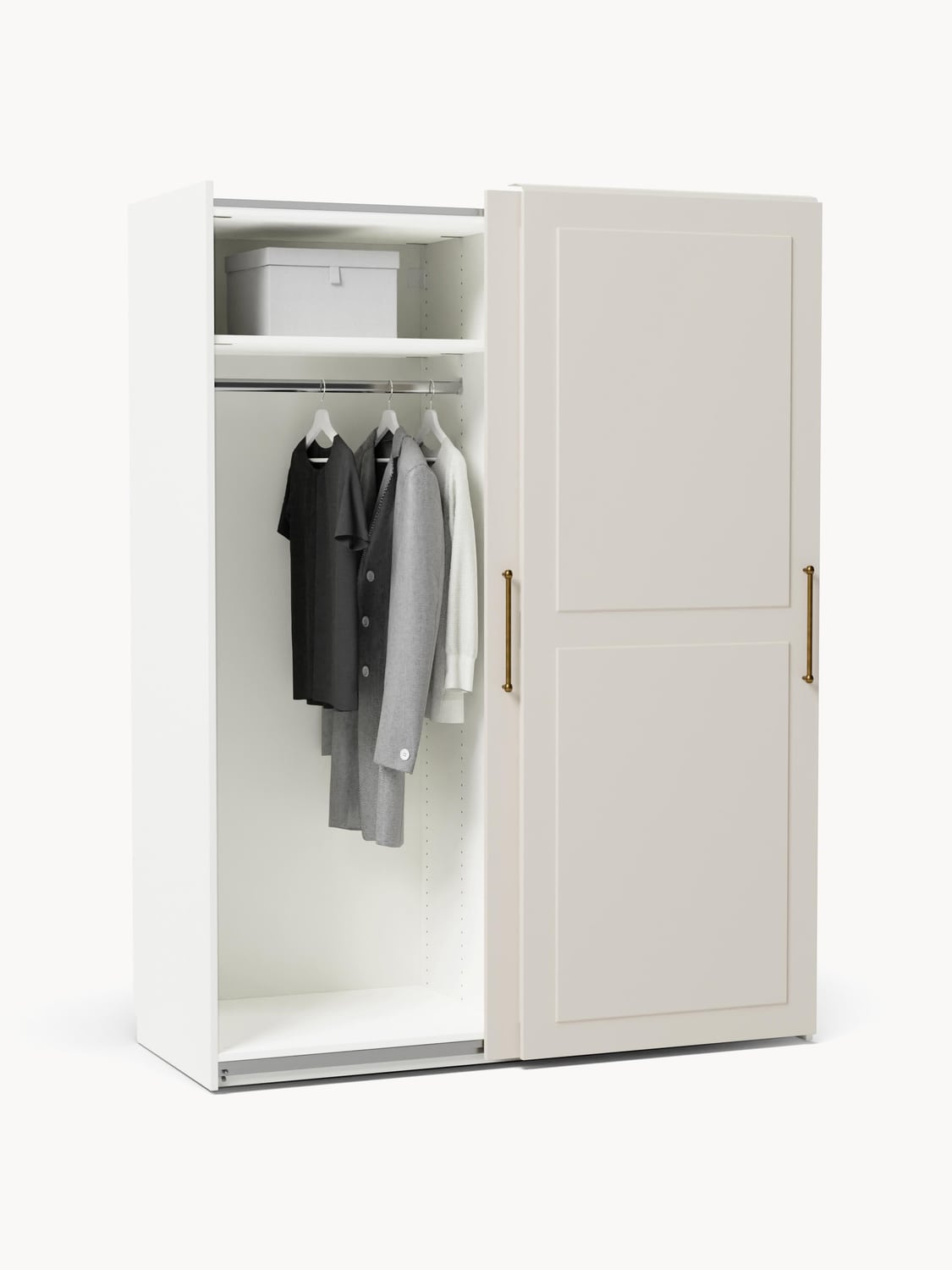 Charlotte Modular Sliding-Door Wardrobe, 150 cm Width, in various sizes — Light Grey