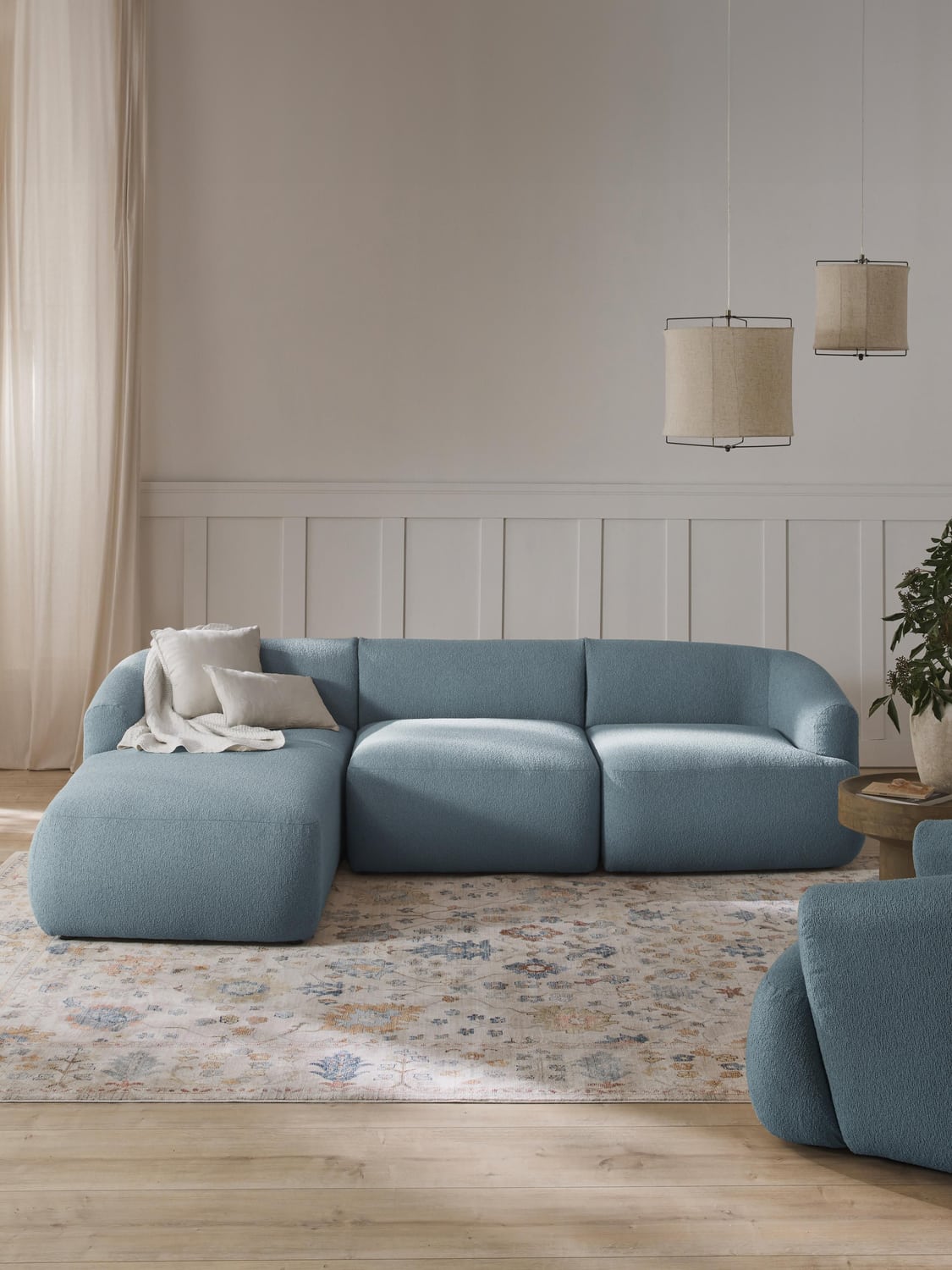 Sofia Modular Bouclé Corner Sofa (3-seater) — Grey