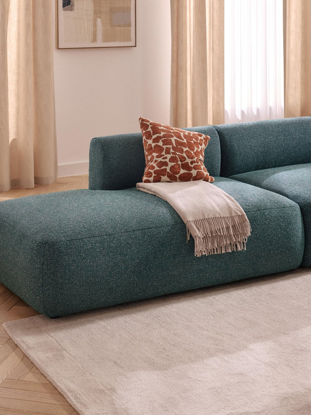 Sofia Bouclé-Chaise-Module — Teal