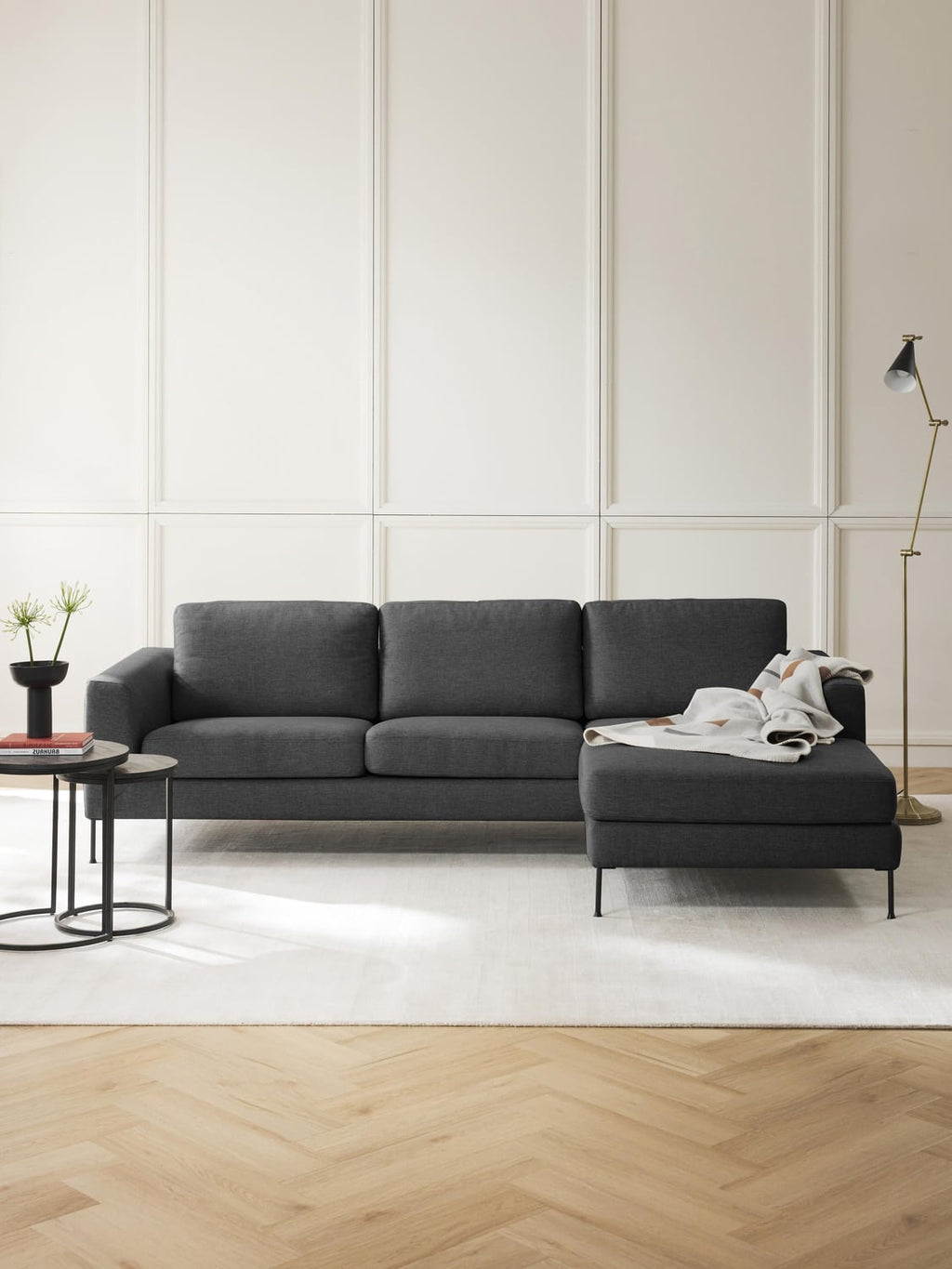 Cucita Corner Sofa (3-seater) — Dark Grey