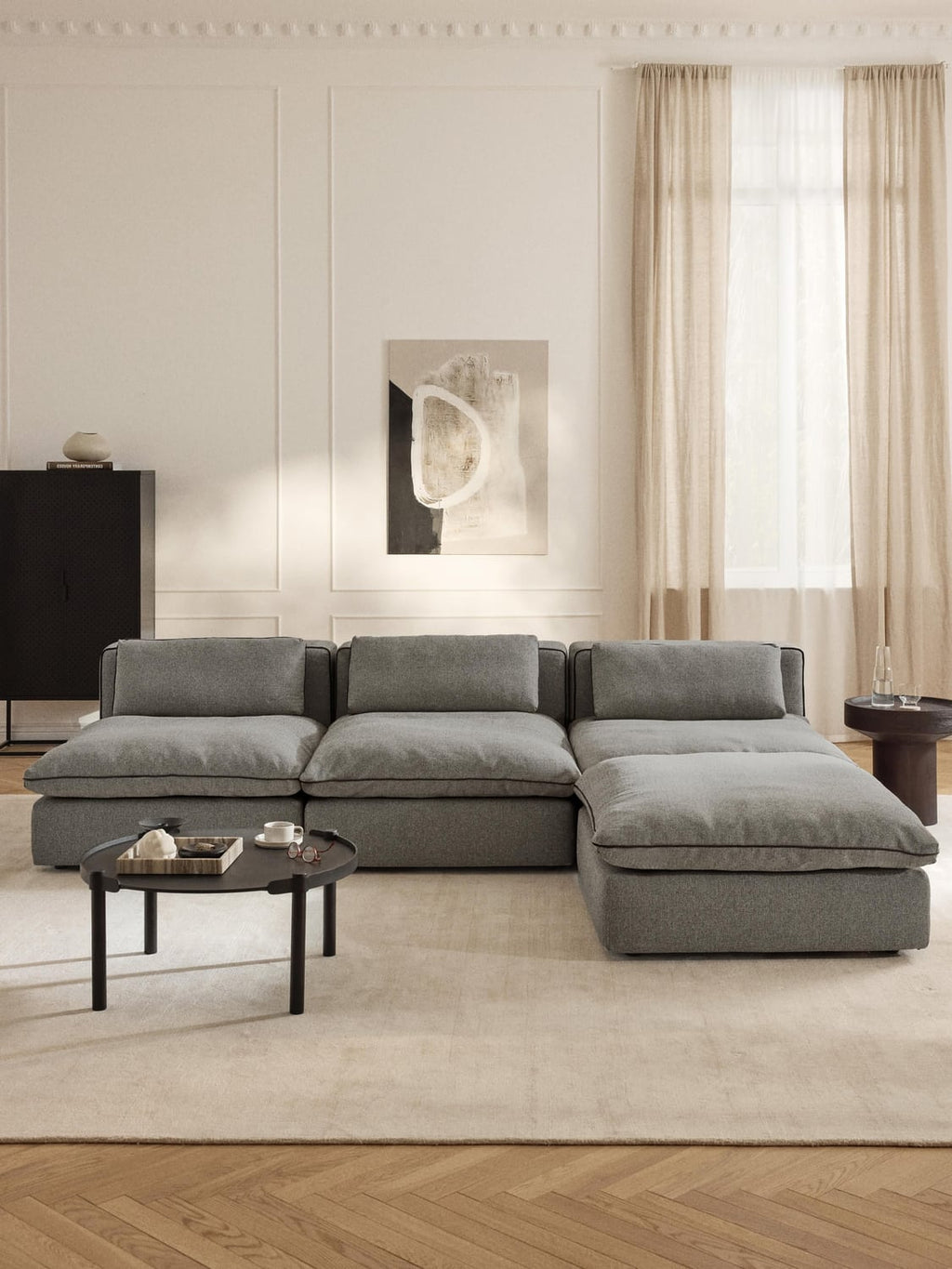 Felix Modular XL Sofa with Ottoman (left/right) — Taupe