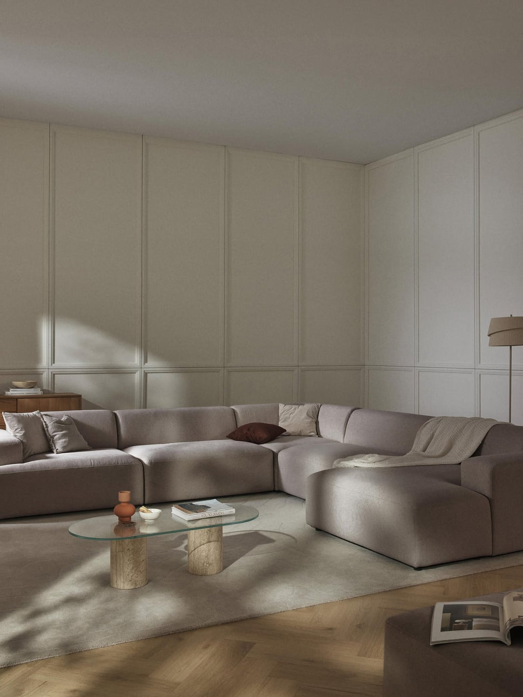 Melva XL Corner Sofa — Warm Grey