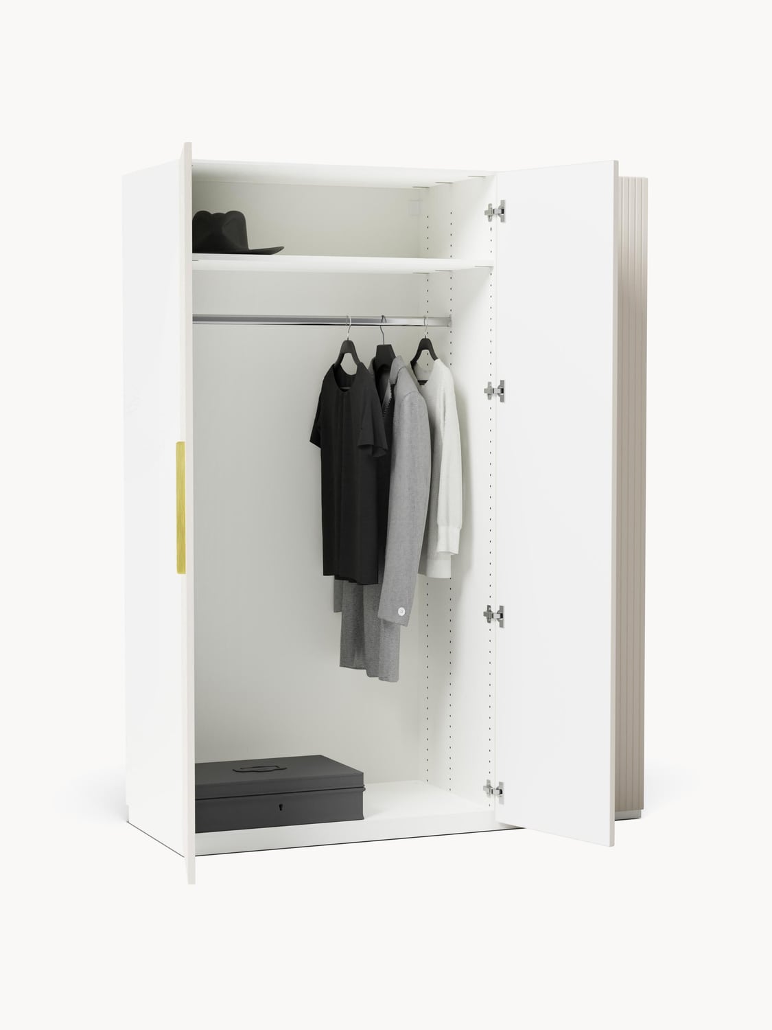 Simone Modular Hinged-Door Wardrobe, 150 cm Width, in various sizes — Light Grey
