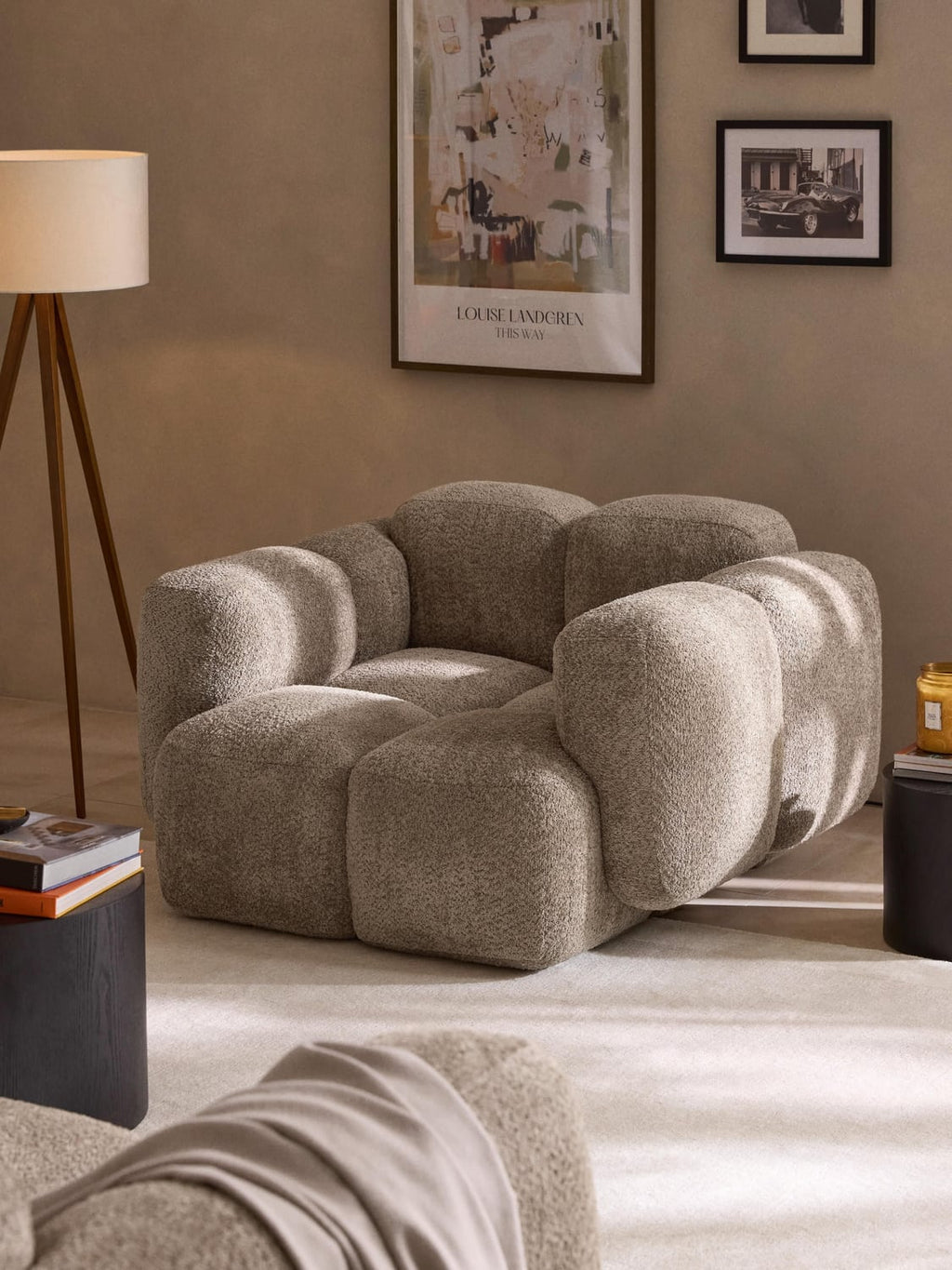 Tayla Lounge Chair in Teddy Bouclé — Taupe