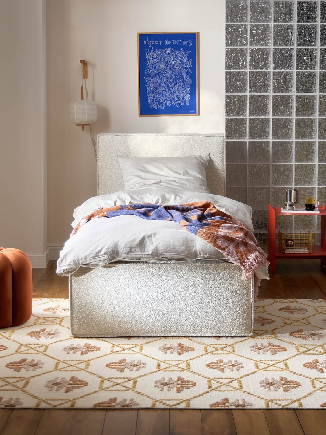 Dream Bouclé-Single Bed — Off-White